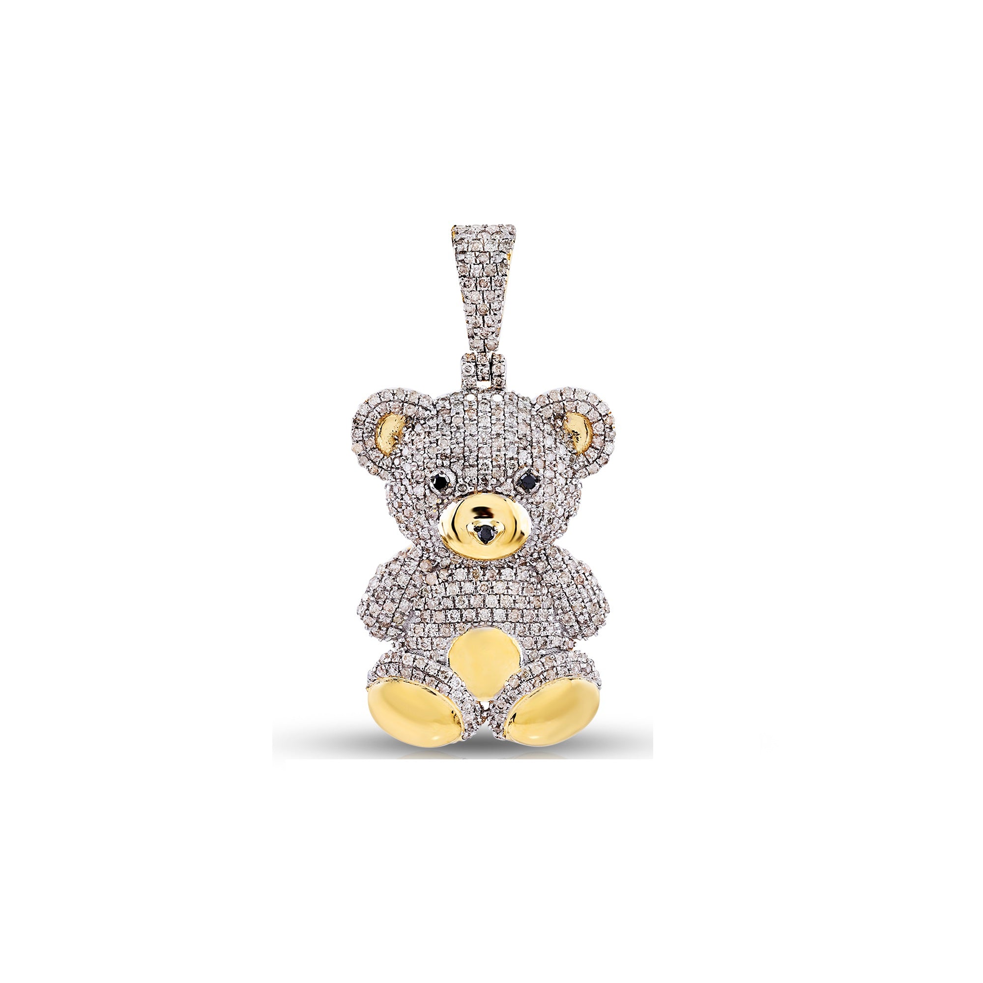 Yellow Gold Round Diamond Teddy Bear Pendant