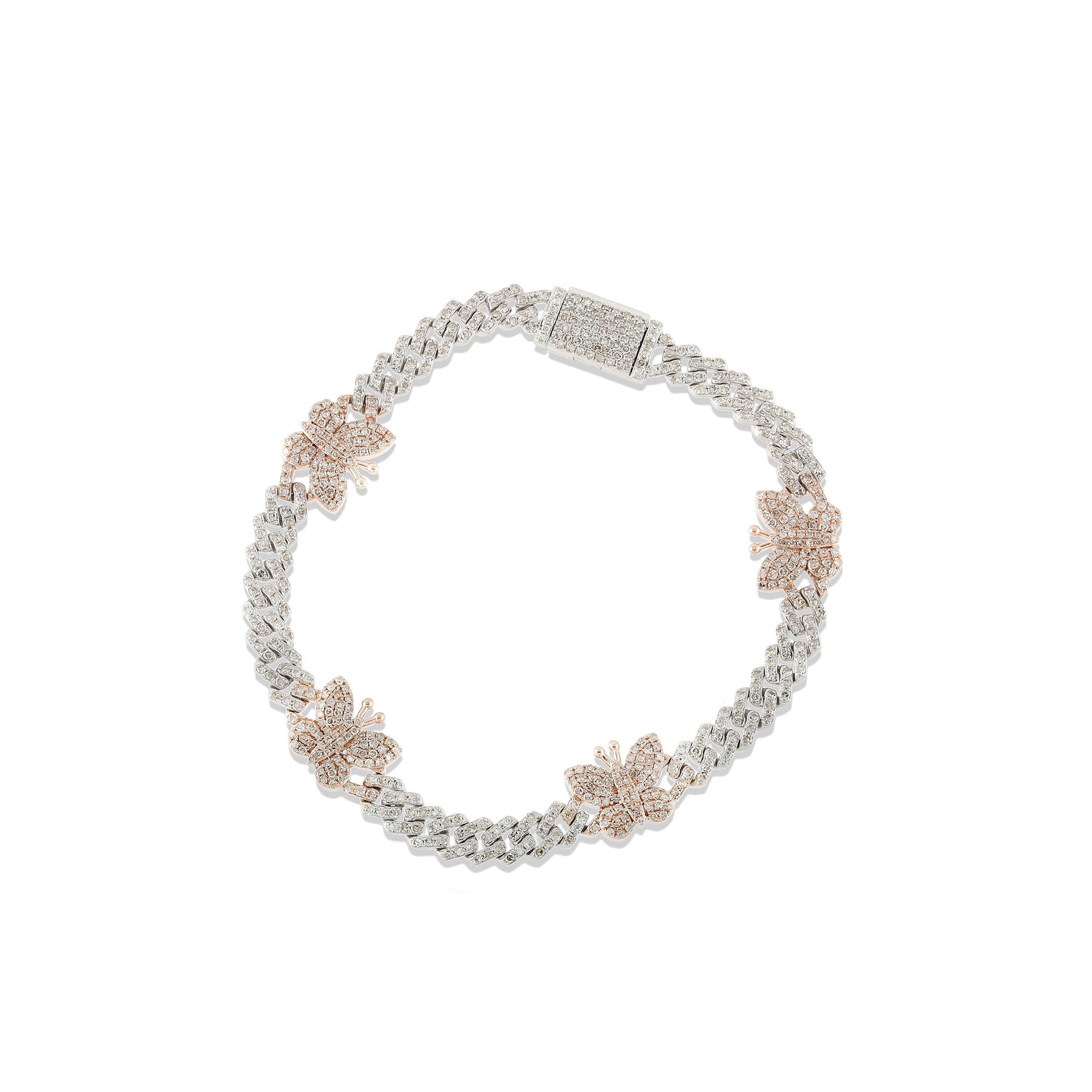 5.3mm White Gold Cuban Butterfly Bracelet