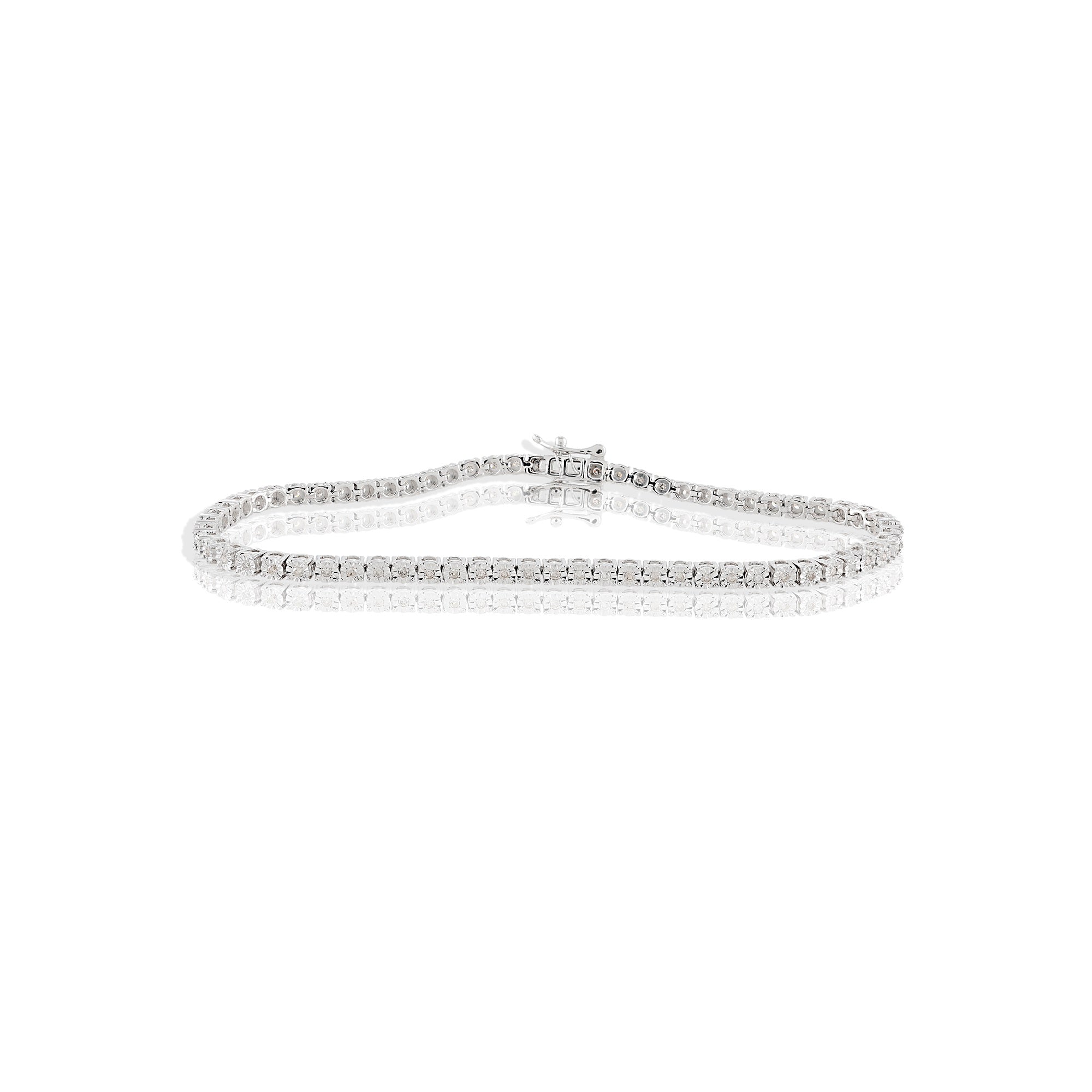10K White Gold illusion Set Diamond Tennis Bracelet