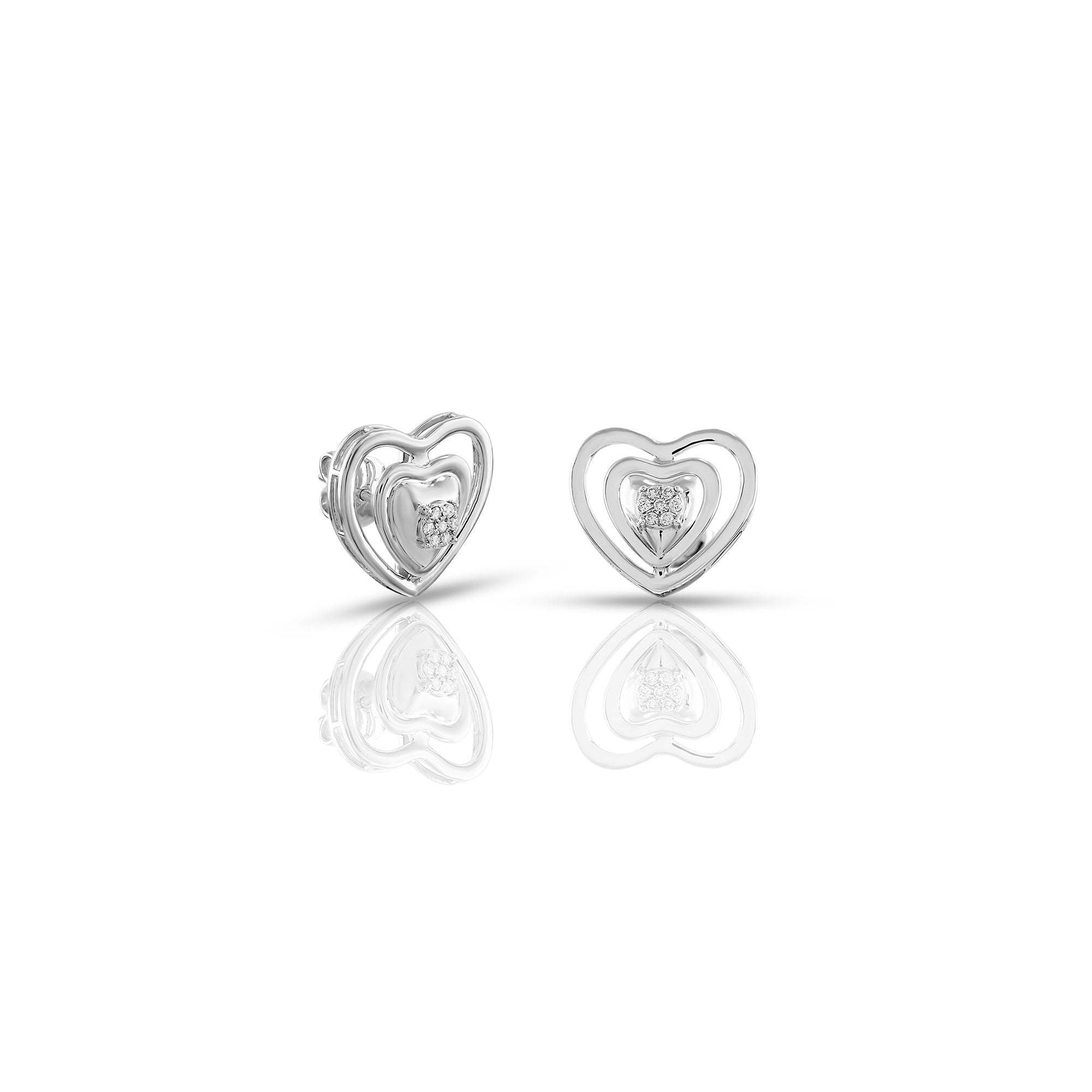 0.08ct White Gold Double Heart Earrings