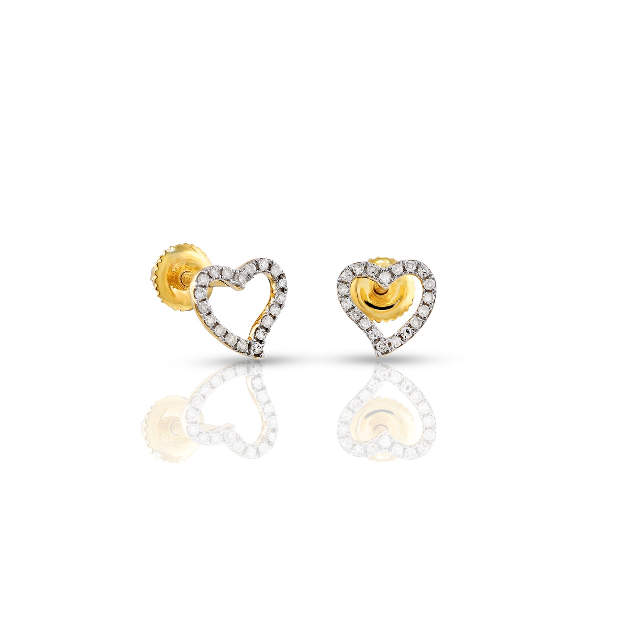 0.09ct Yellow Gold White Diamond Heart Earring