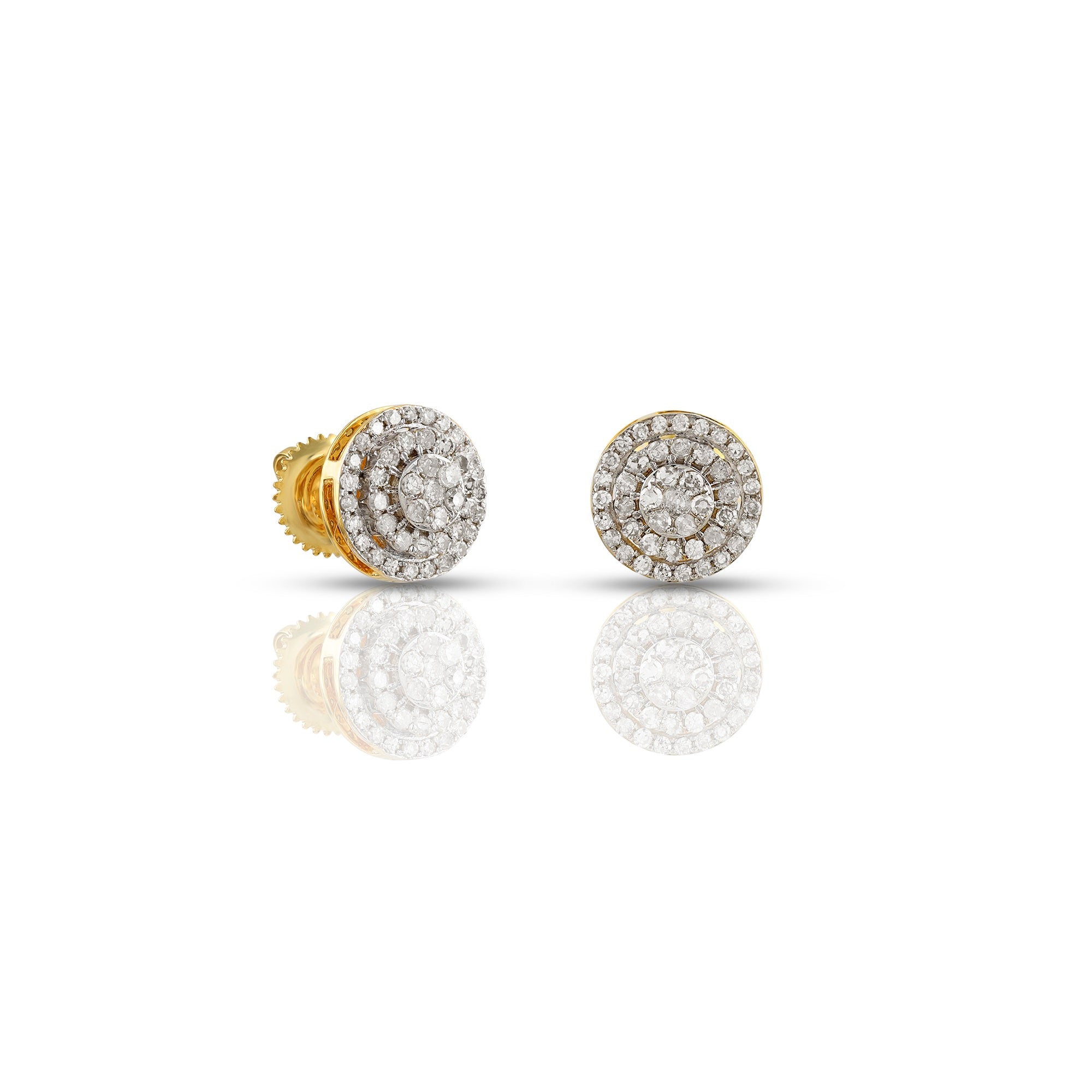 0.47ct Yellow Gold White Round Diamond Round Earrings