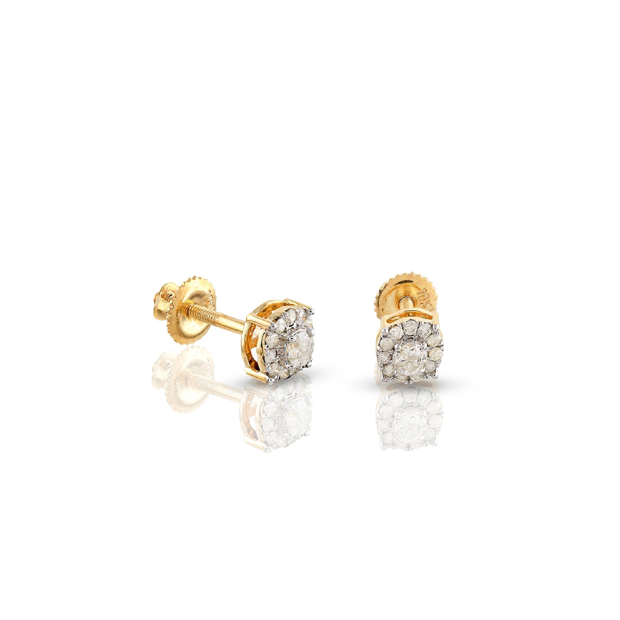 0.23Ct Round Diamond Yellow Gold Stud Earrings