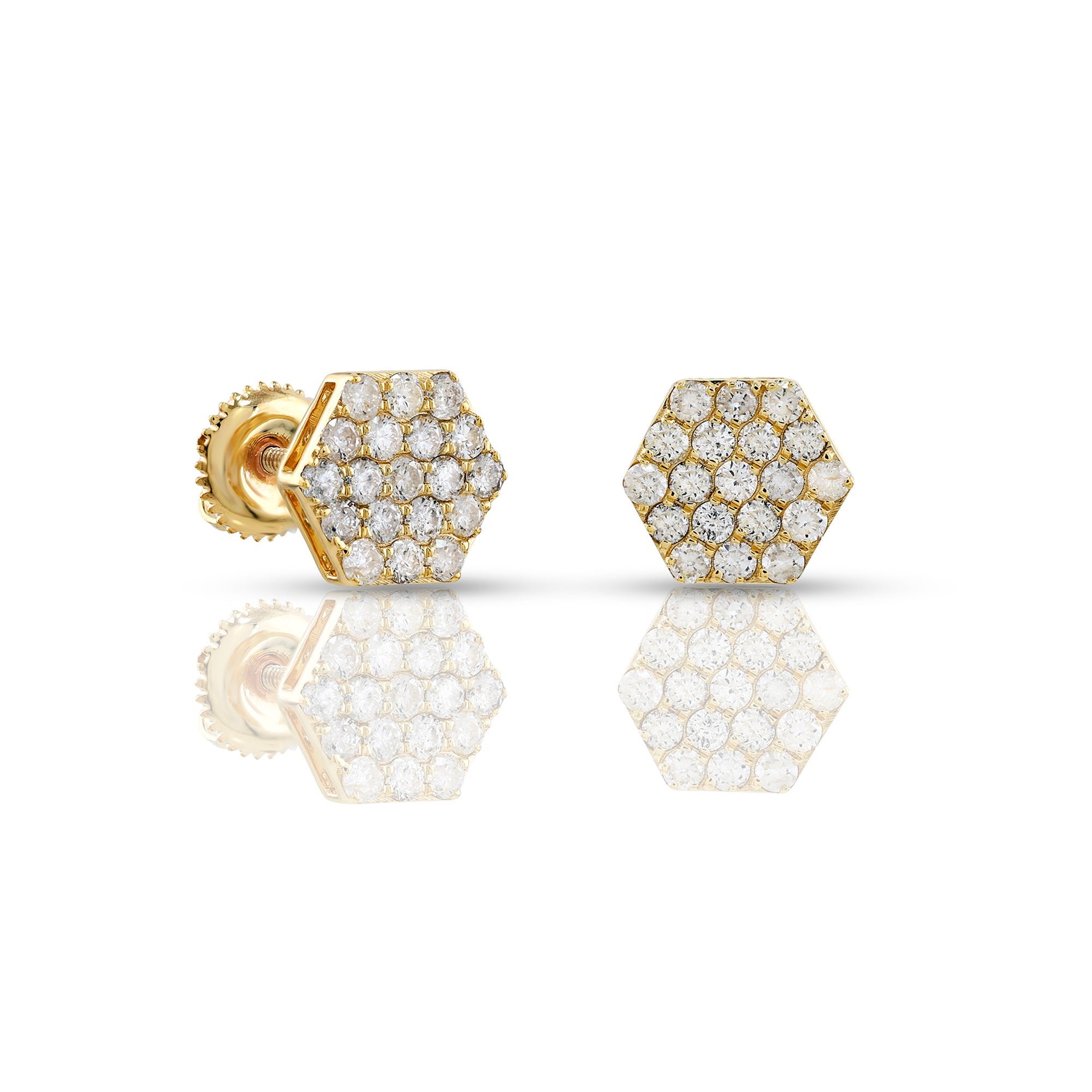0.80ct Yellow Gold Hexagon Earrings