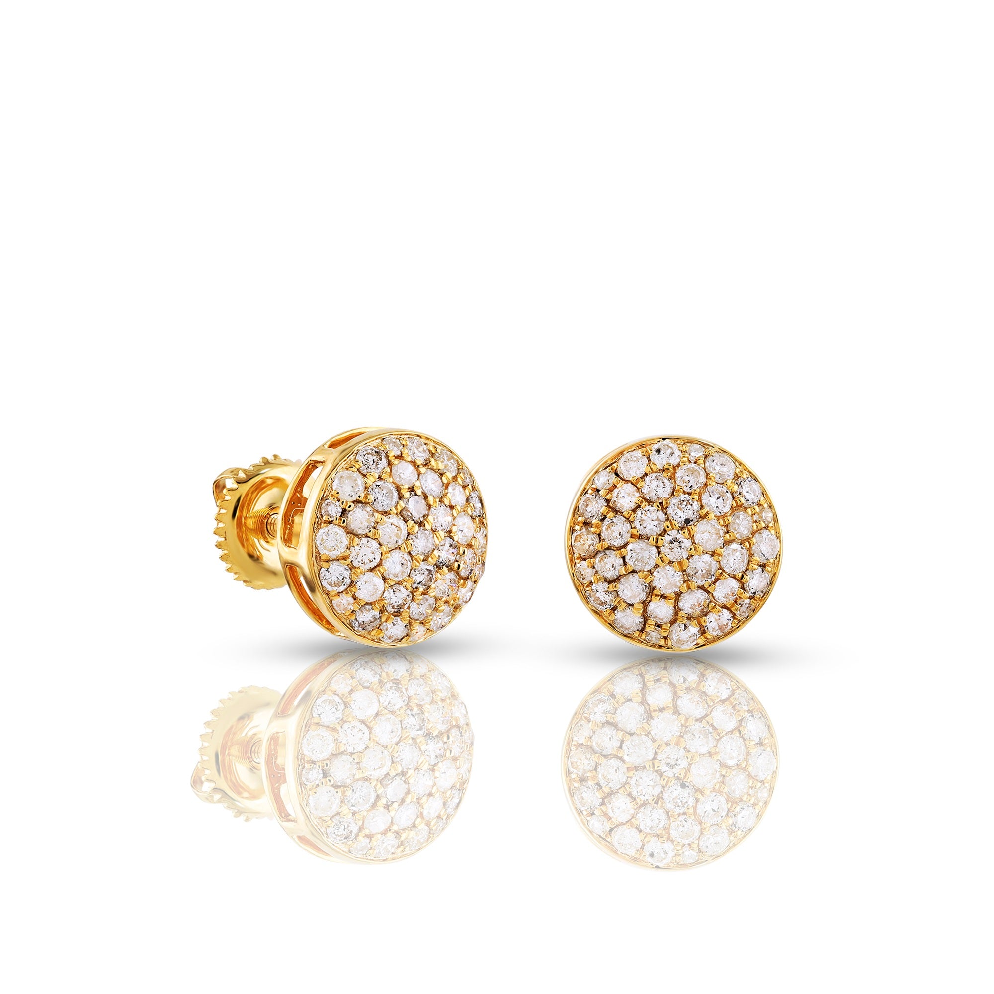 0.77Ct Diamond Cluster Yellow Gold Round Stud Earrings
