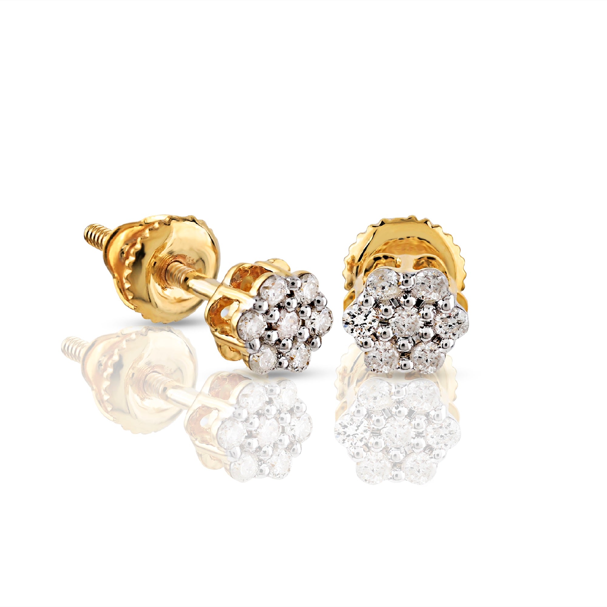 0.13Ct Round Diamond Yellow Gold Stud Earring