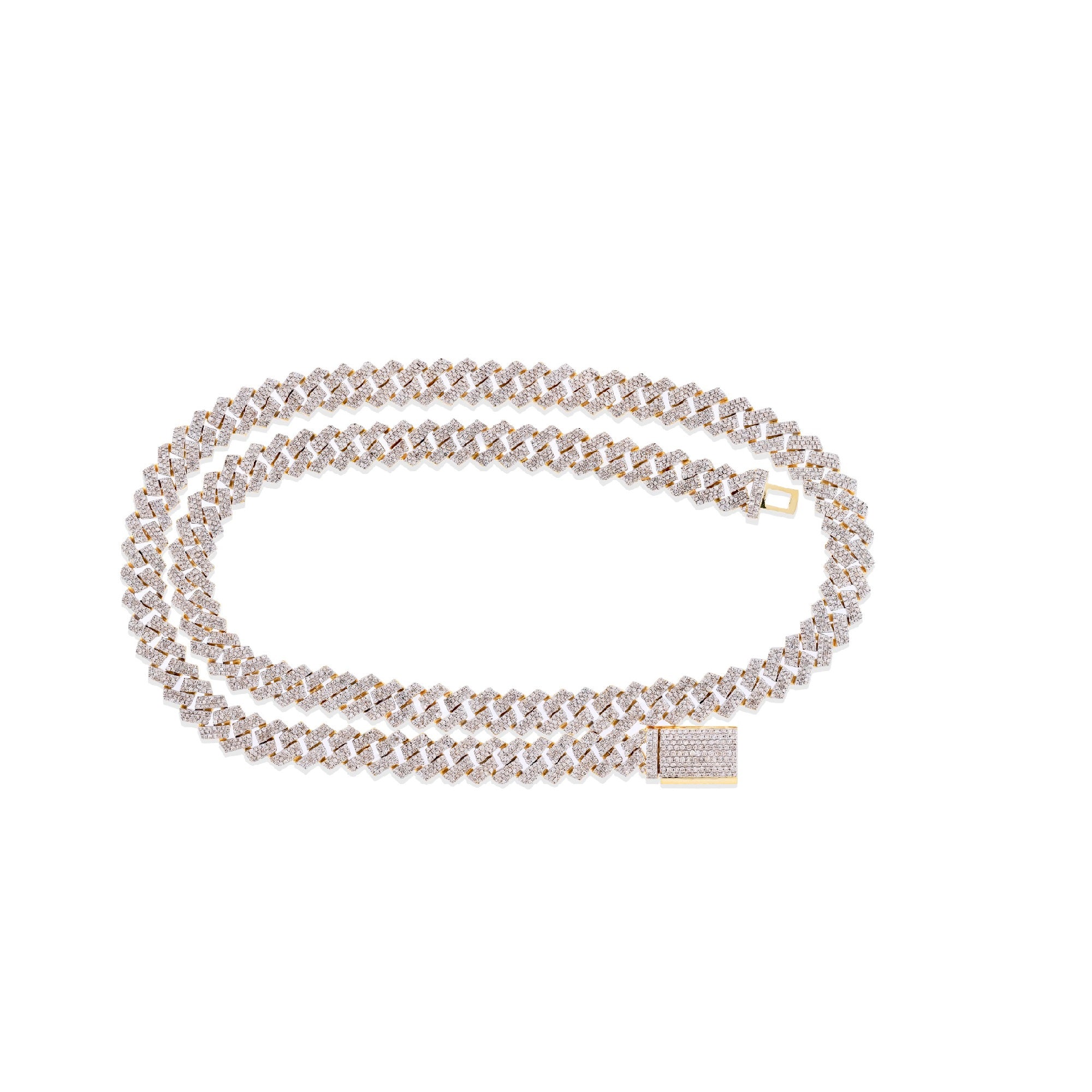 Yellow Gold Round Diamond 8MM Cuban Chain