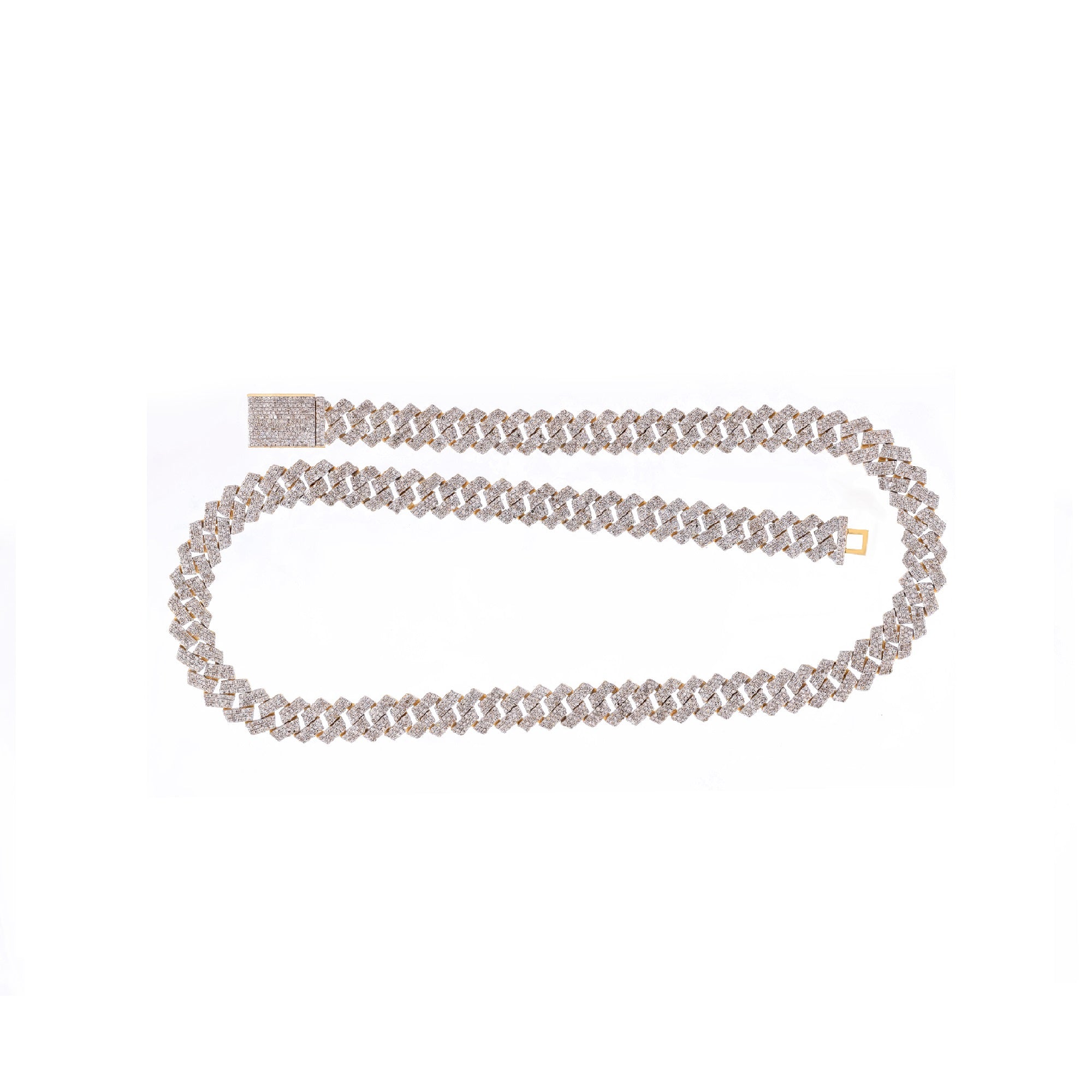 Yellow Gold Round Diamond 10mm Cuban Chain For Men's