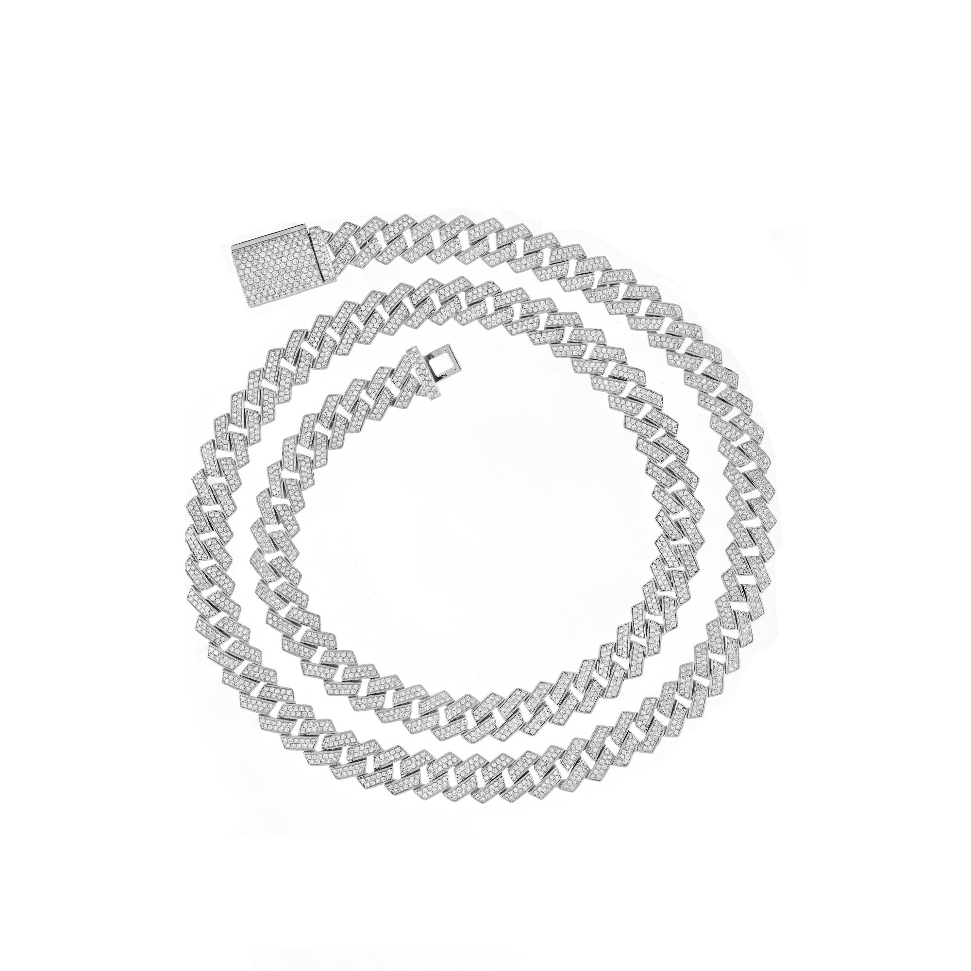 White Gold Round Diamond 8mm Men's Cuban Chain