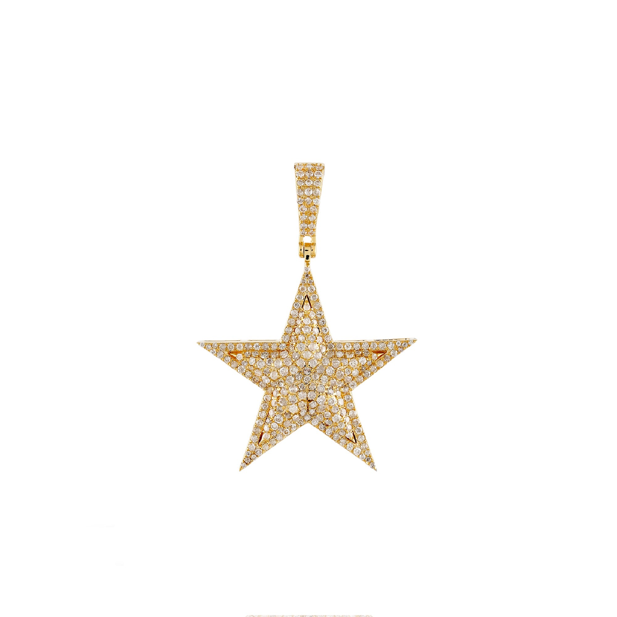 Yellow Gold Round Diamond Cluster Star Pendant