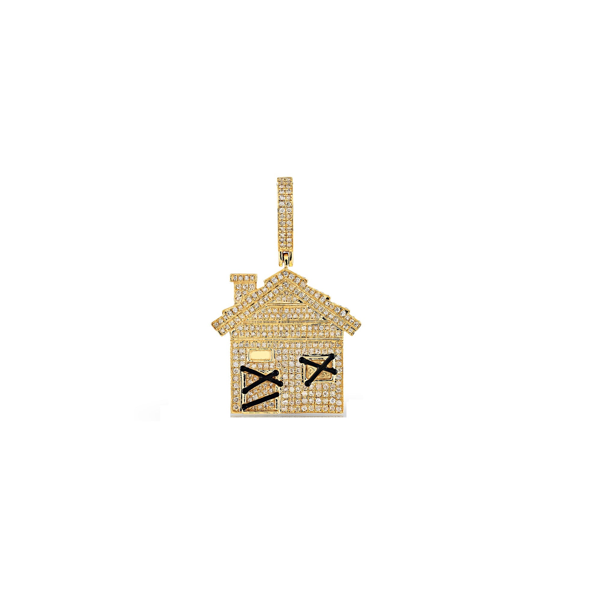 Yellow Gold Diamond Trap House Pendant