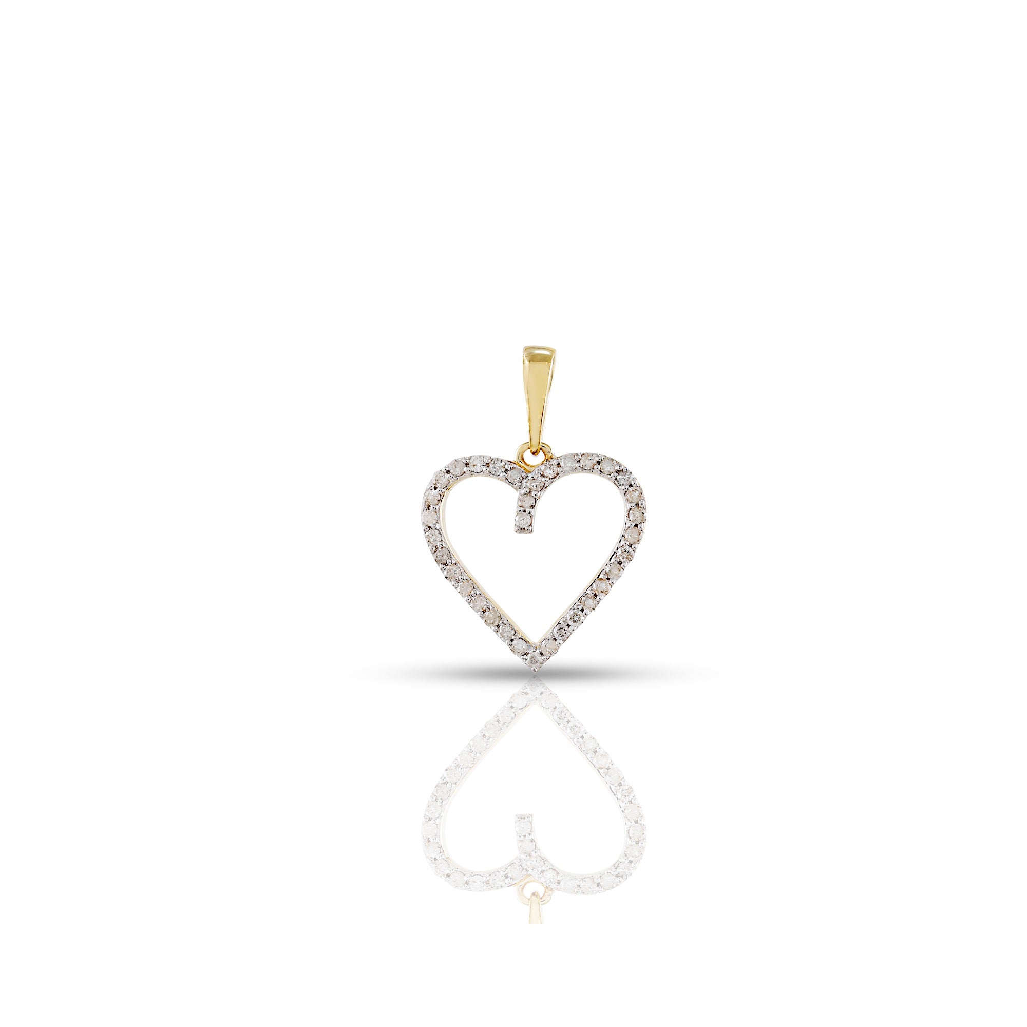 Yellow Gold Round Diamond Pave Set Heart Pendant