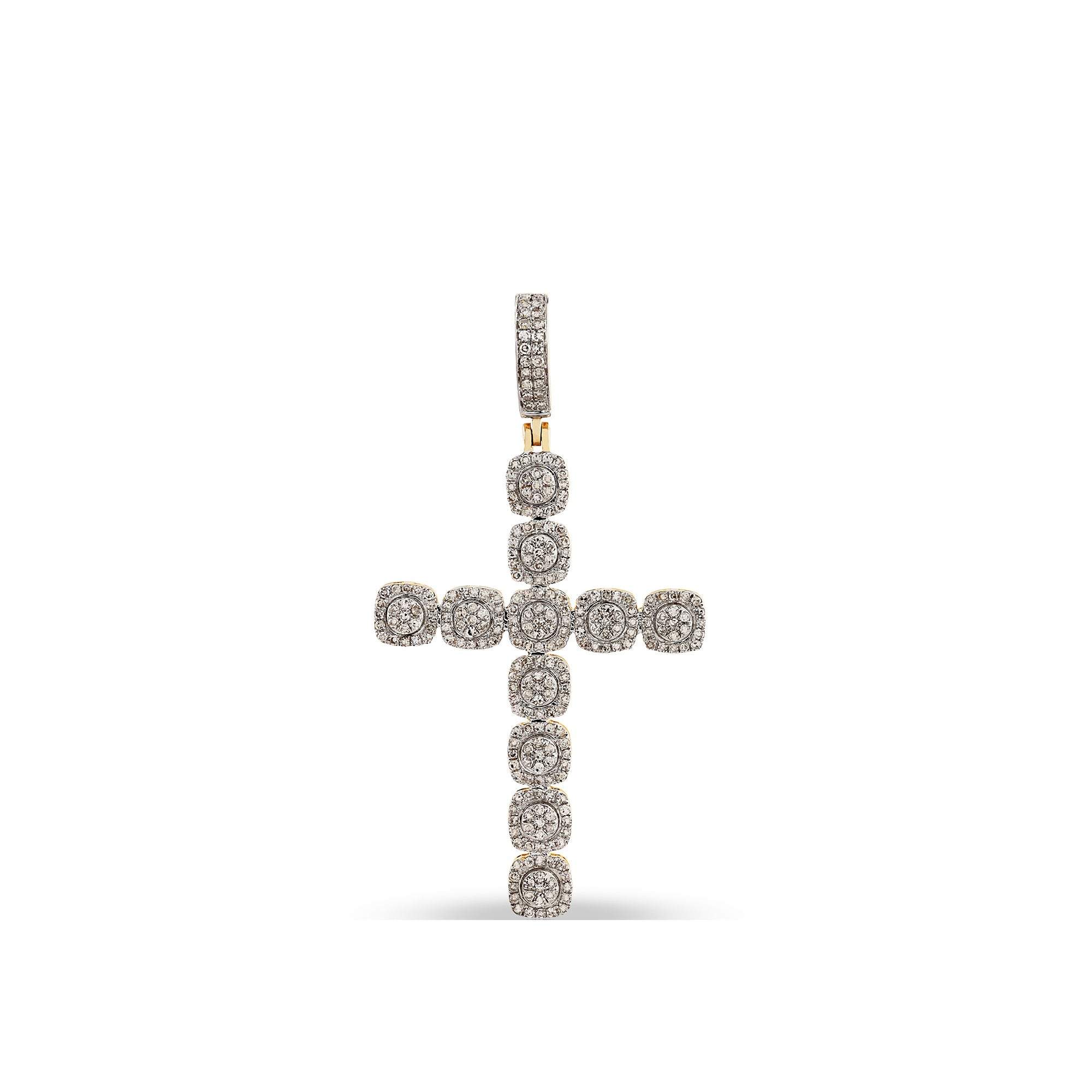 1.06Ct Round Diamond Yellow Gold Cross Pendant
