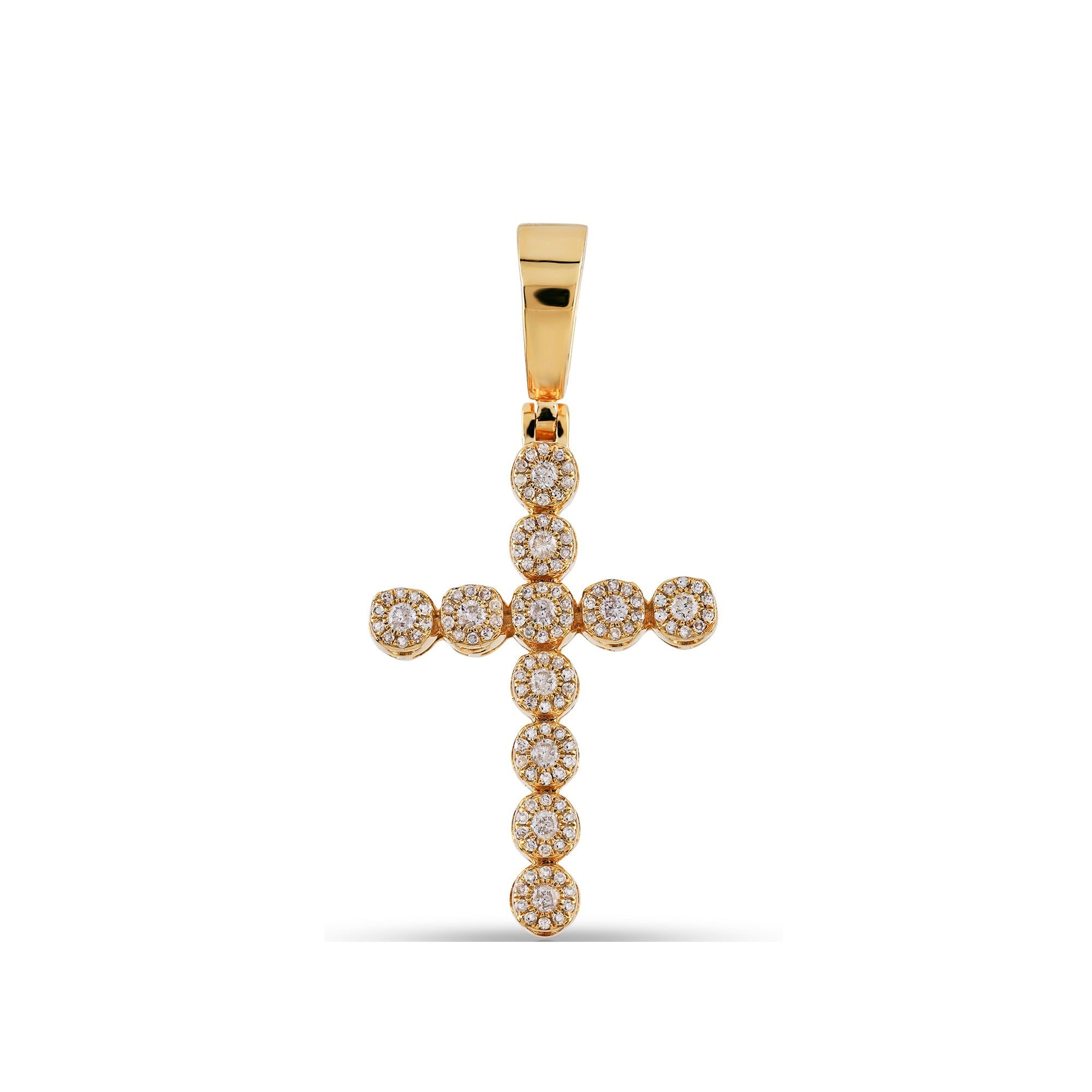 Yellow Gold Round Diamond Cross Pendant