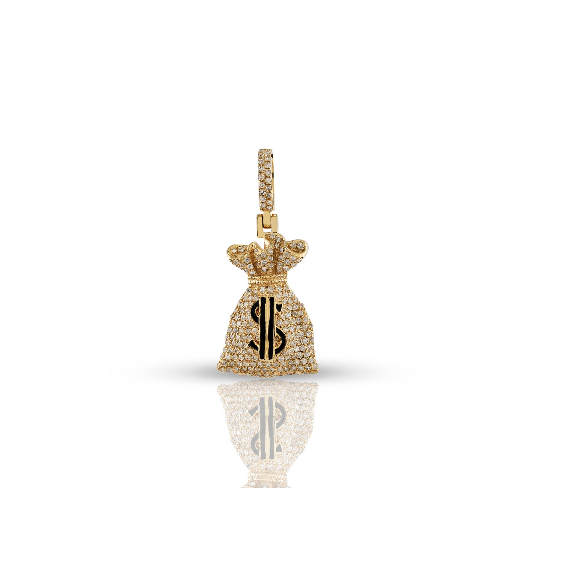 Yellow Gold Diamond Dollar Bag Pendant