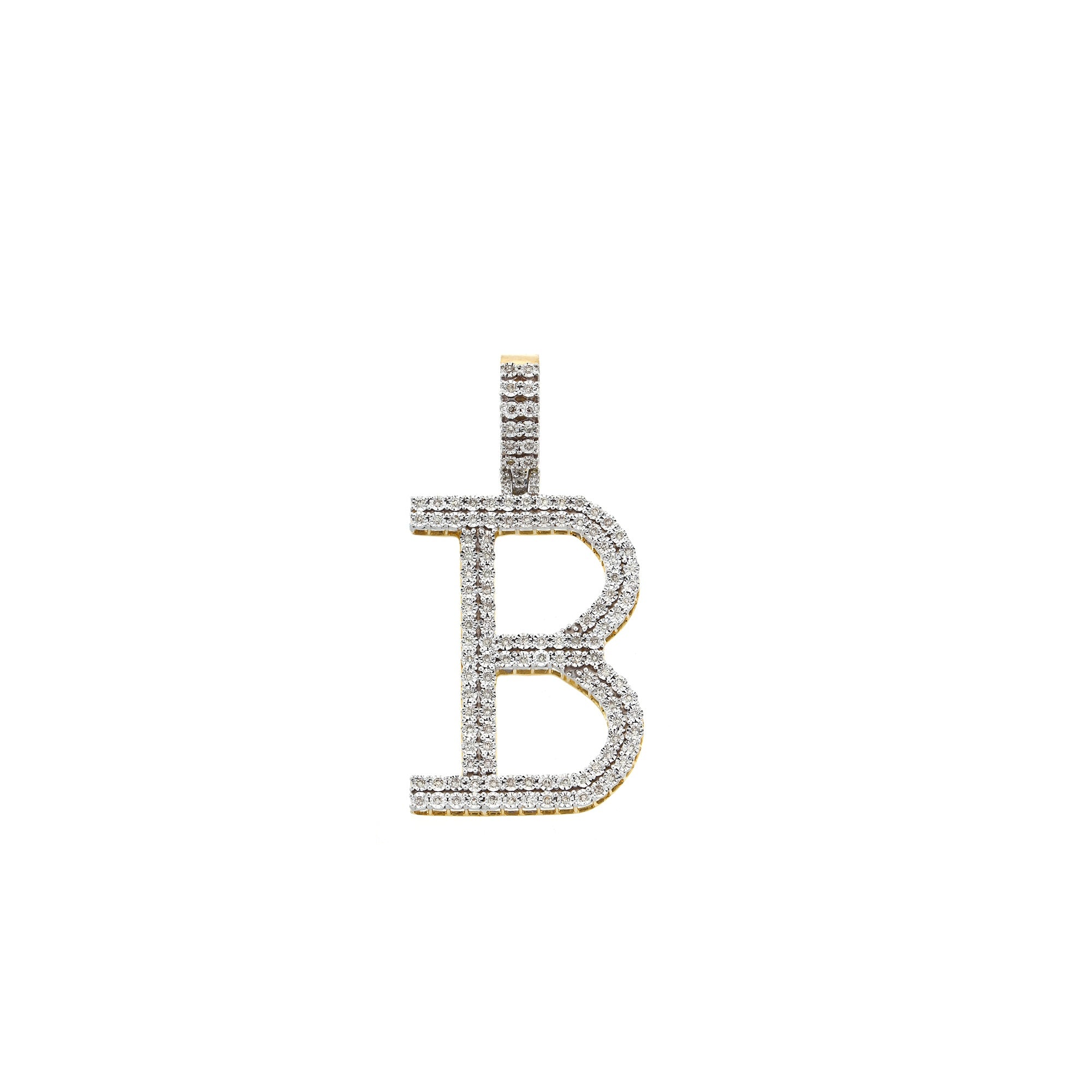 Yellow Gold Round Diamond Illusion Initial Pendant