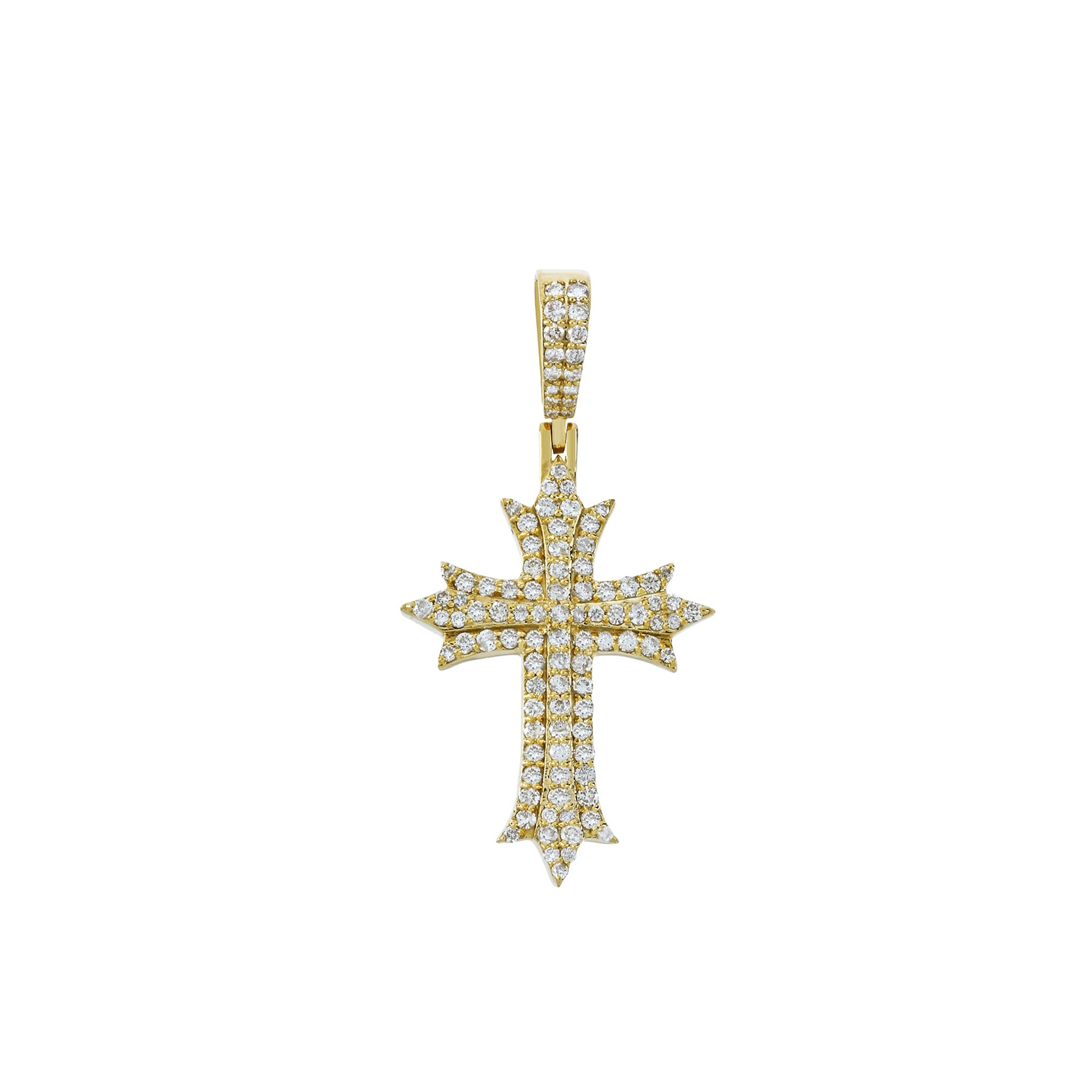 Yellow Gold Cross Diamond Pendant For Men's
