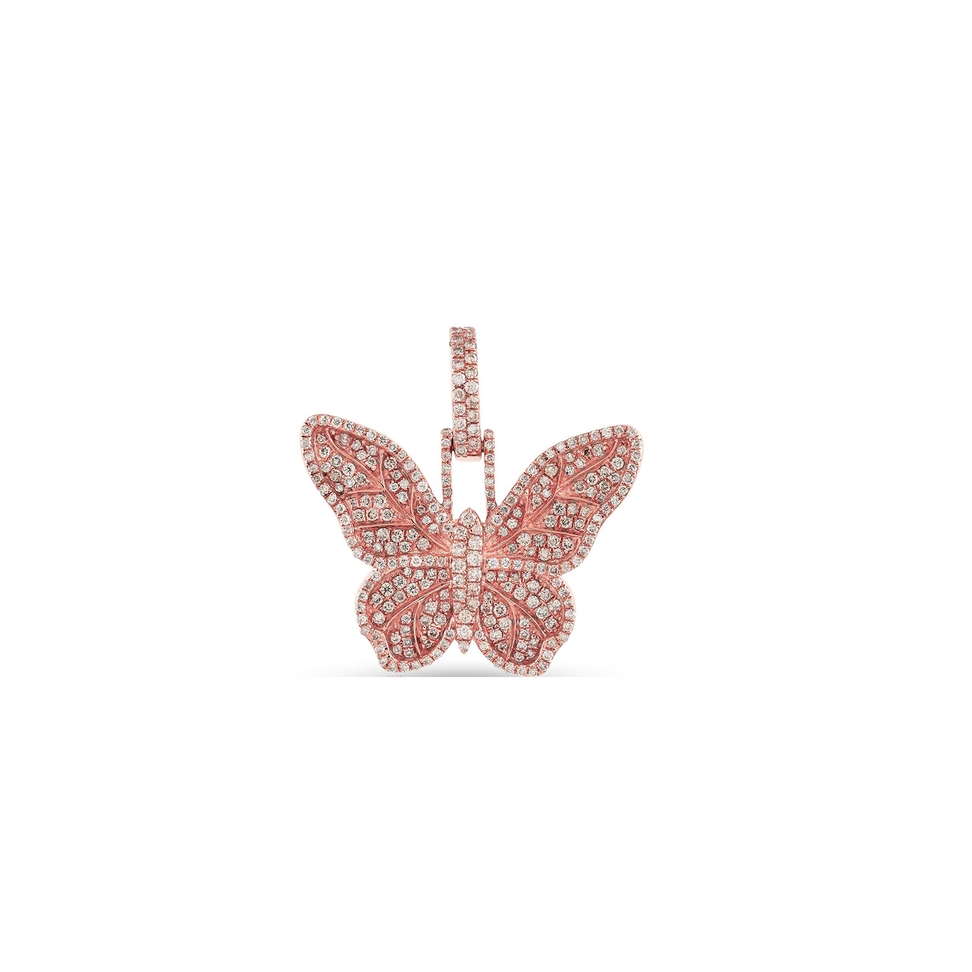Rose Gold White Diamond Butterfly Pendant