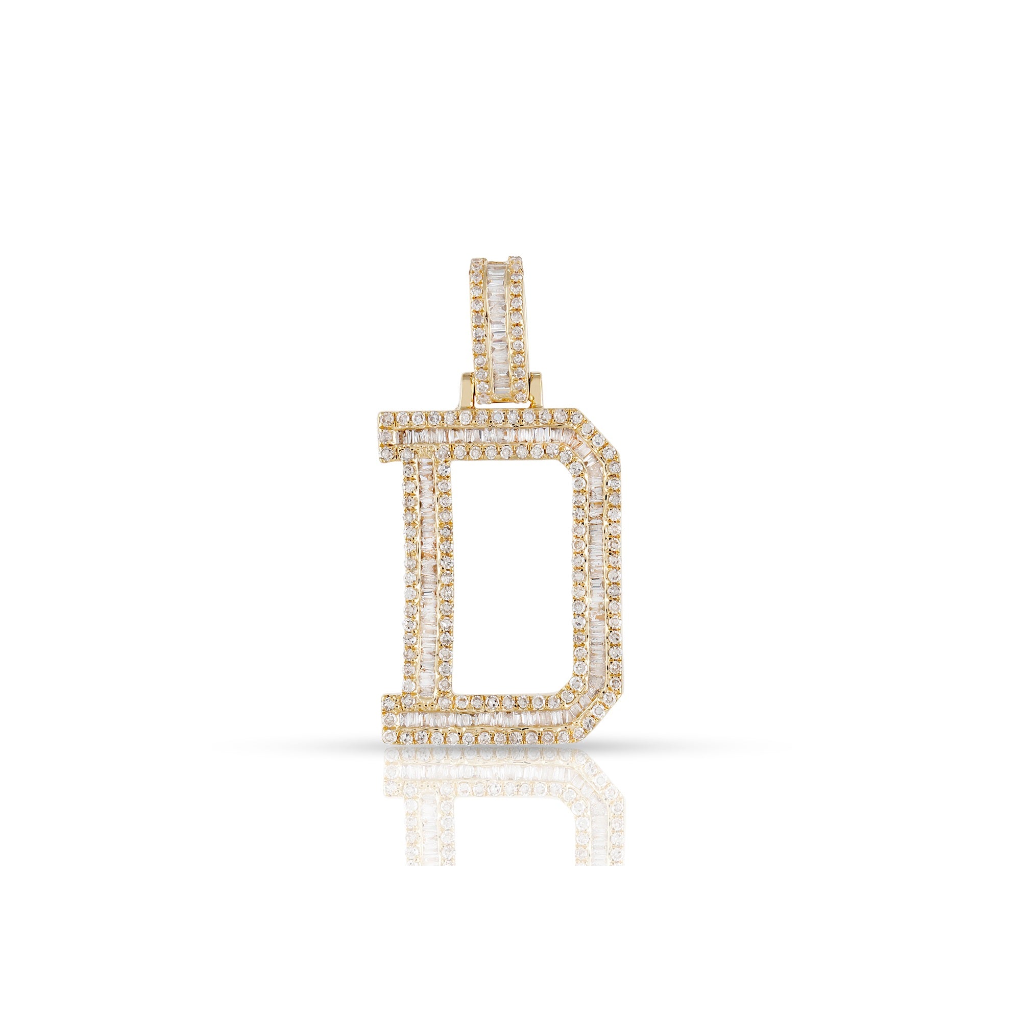 Yellow Gold Baguette Diamond Initial Pendant
