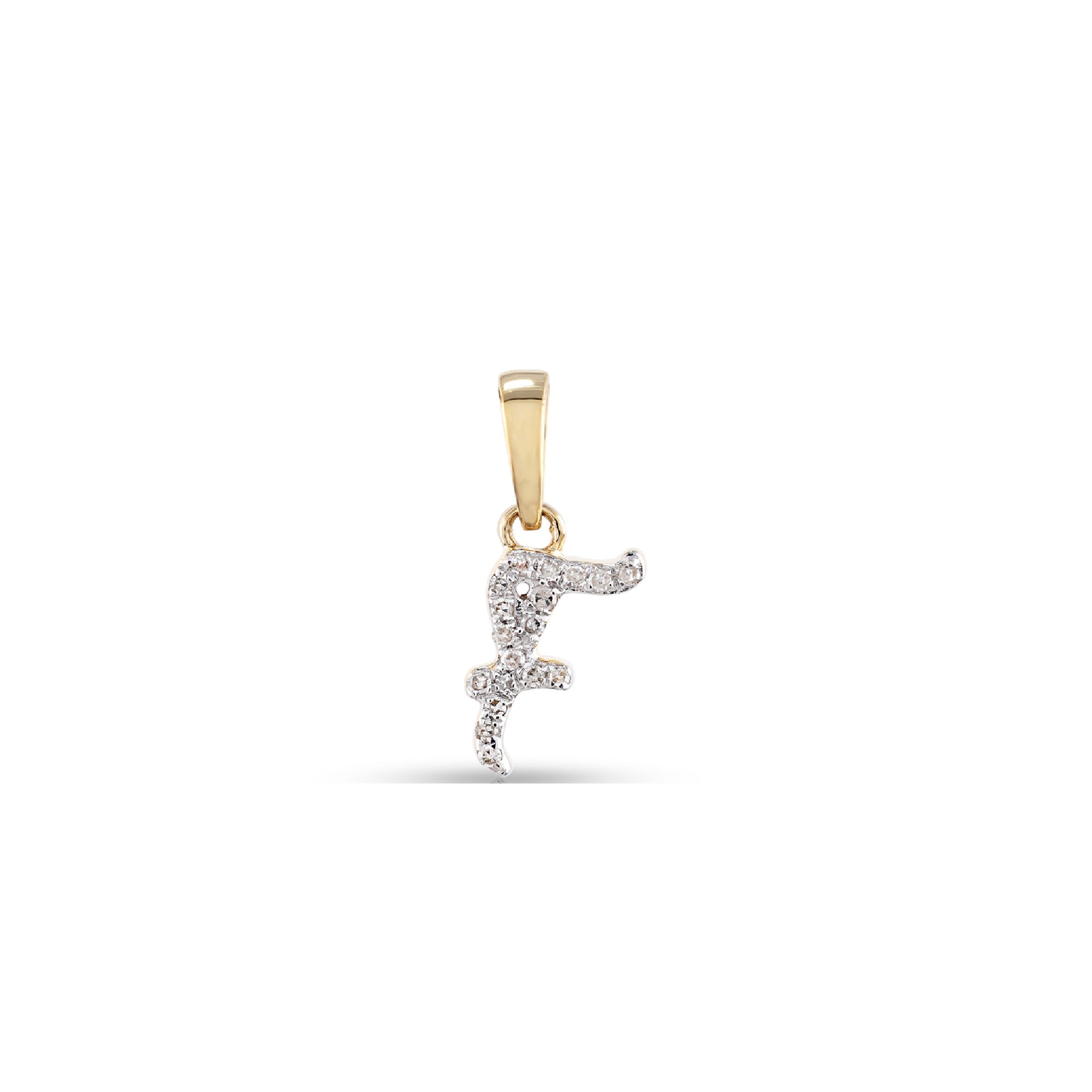 Yellow Gold Round Diamond Pave Set Initial Letter Pendant