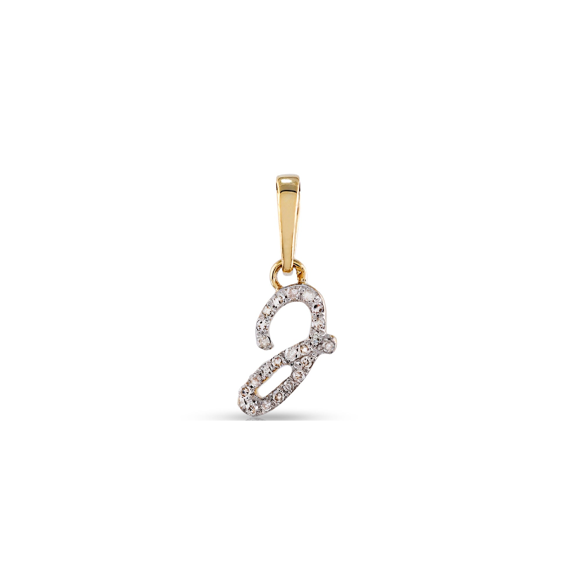 Yellow Gold Round Diamond Pave Set Initial Letter Pendant