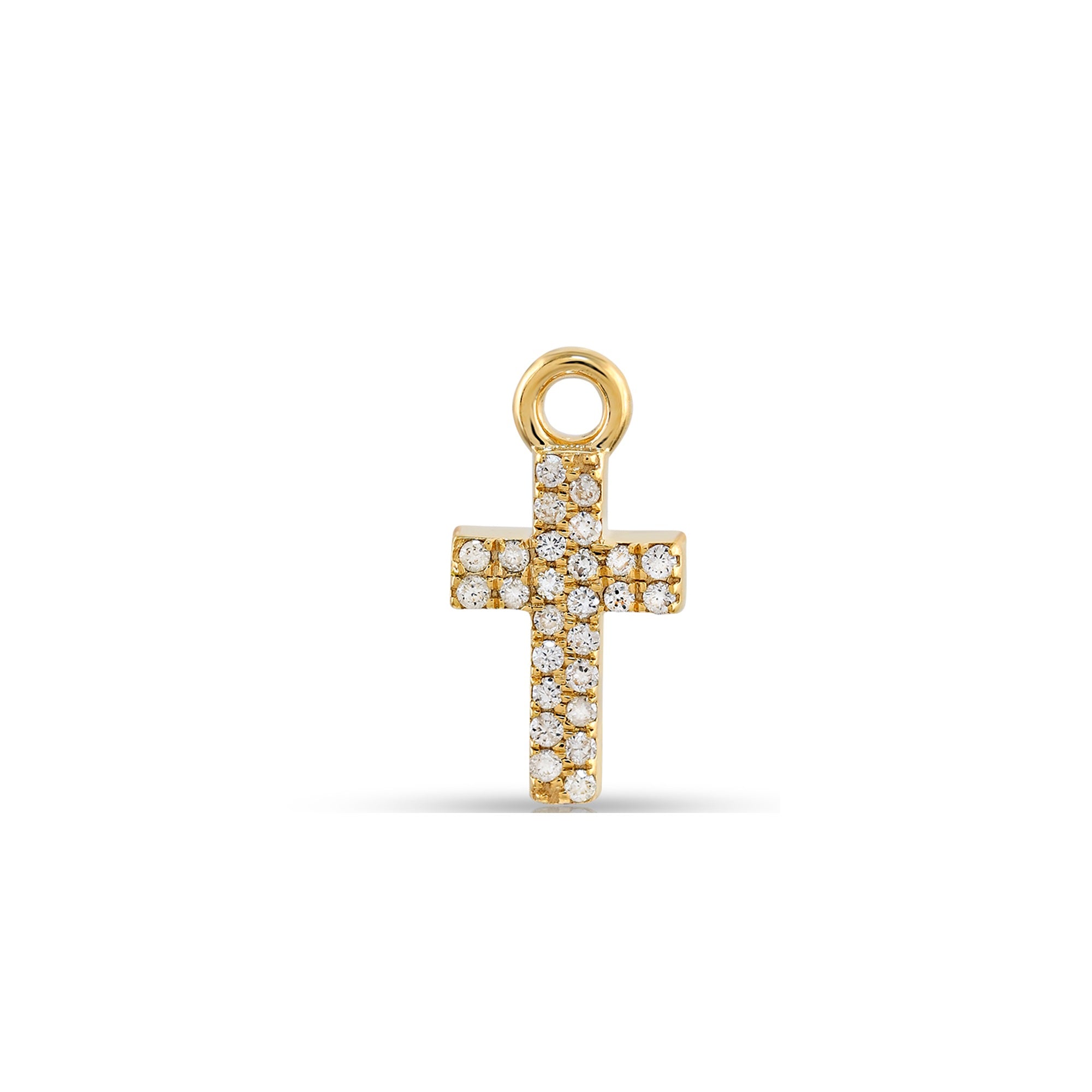 Yellow Gold Round Diamond Cross Pendant