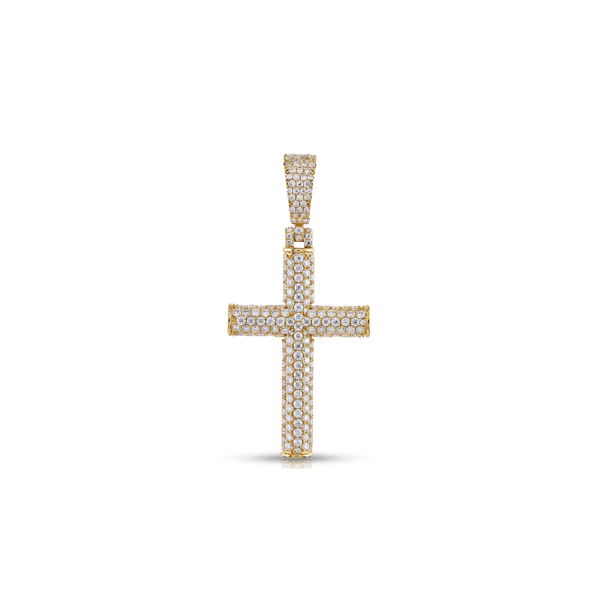 Yellow Gold Round Diamond Cross Pendant