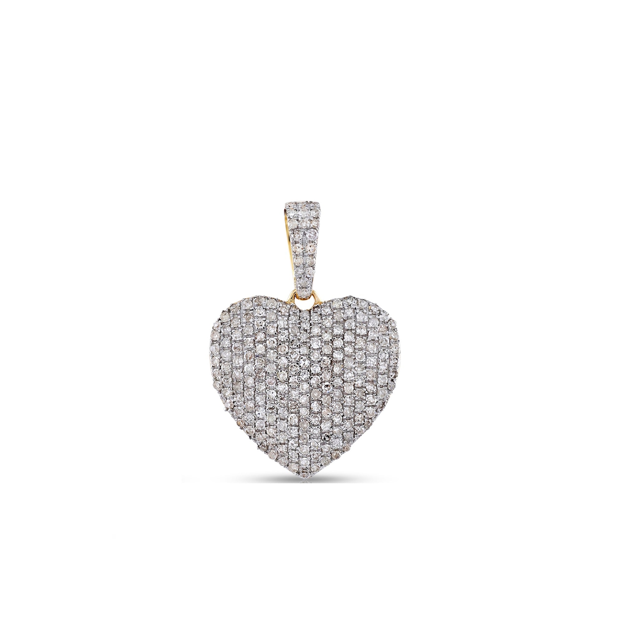 Yellow Gold Round Diamond Cluster Heart Pendant