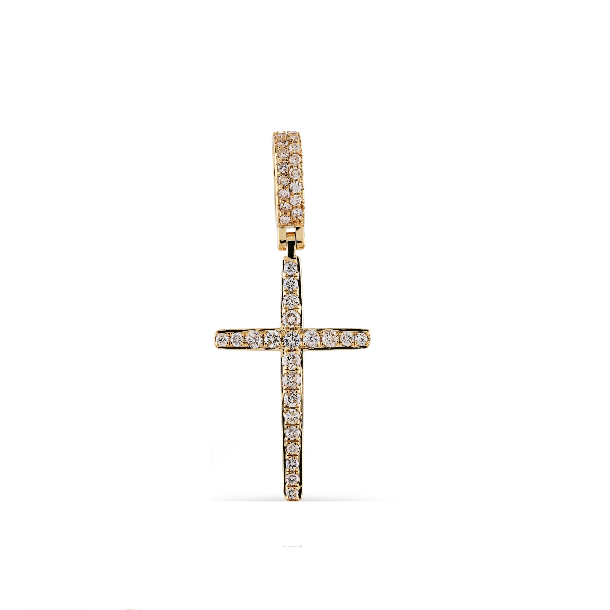 Yellow Gold Pave Set Diamond Cross Pendant