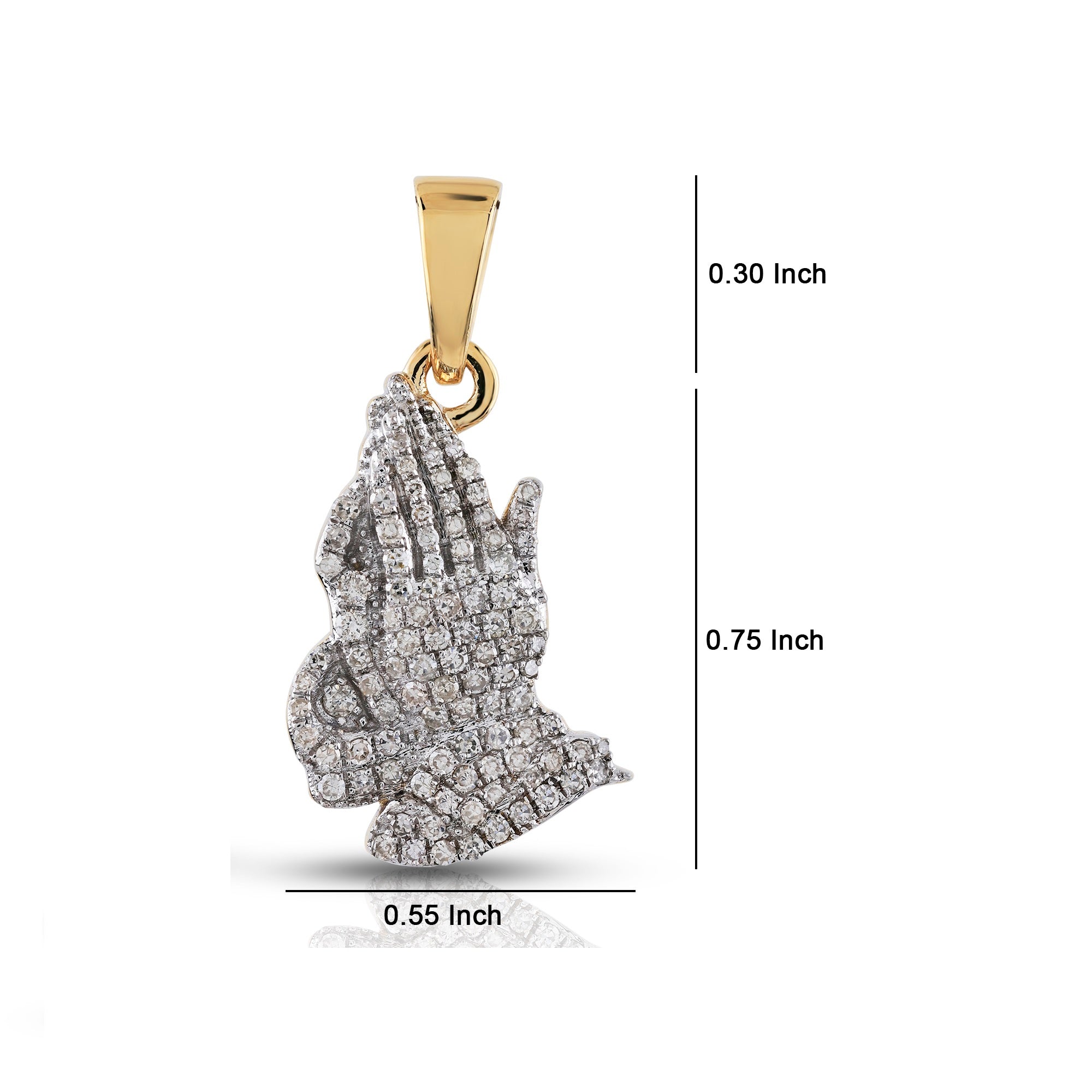 Yellow Gold Round Diamond  Praying Hands Pendant