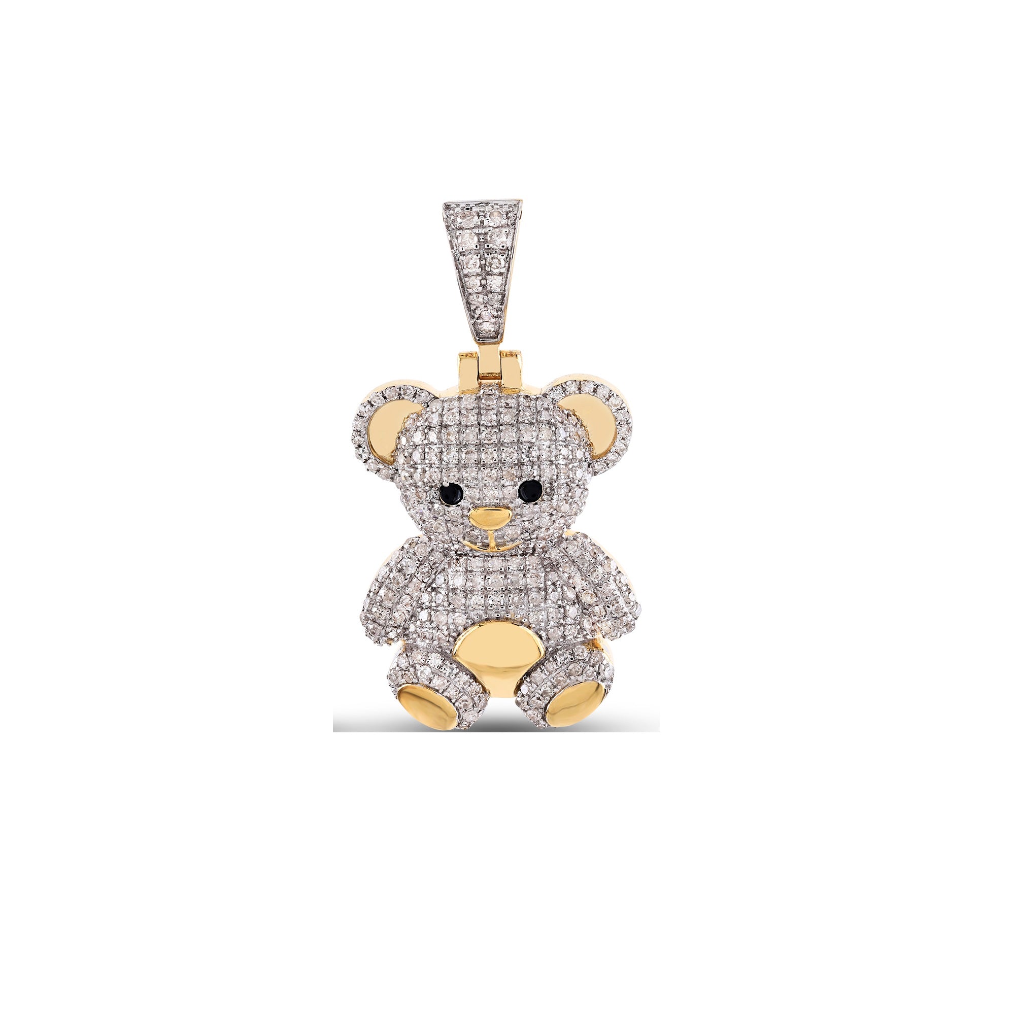Yellow Gold Round Diamond Teddy Bear Pendant