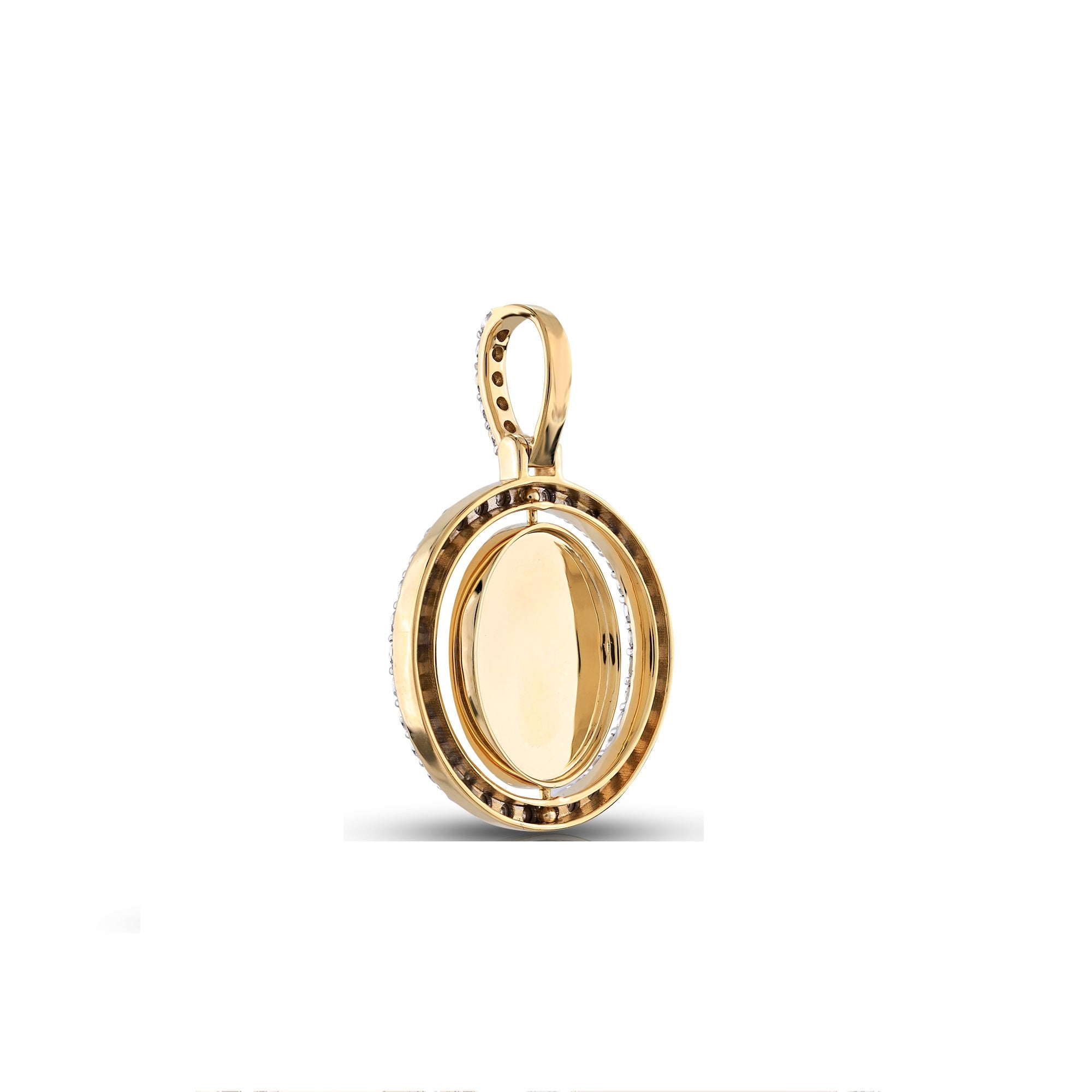 Yellow Gold Round Diamond Illusion Picture Pendant