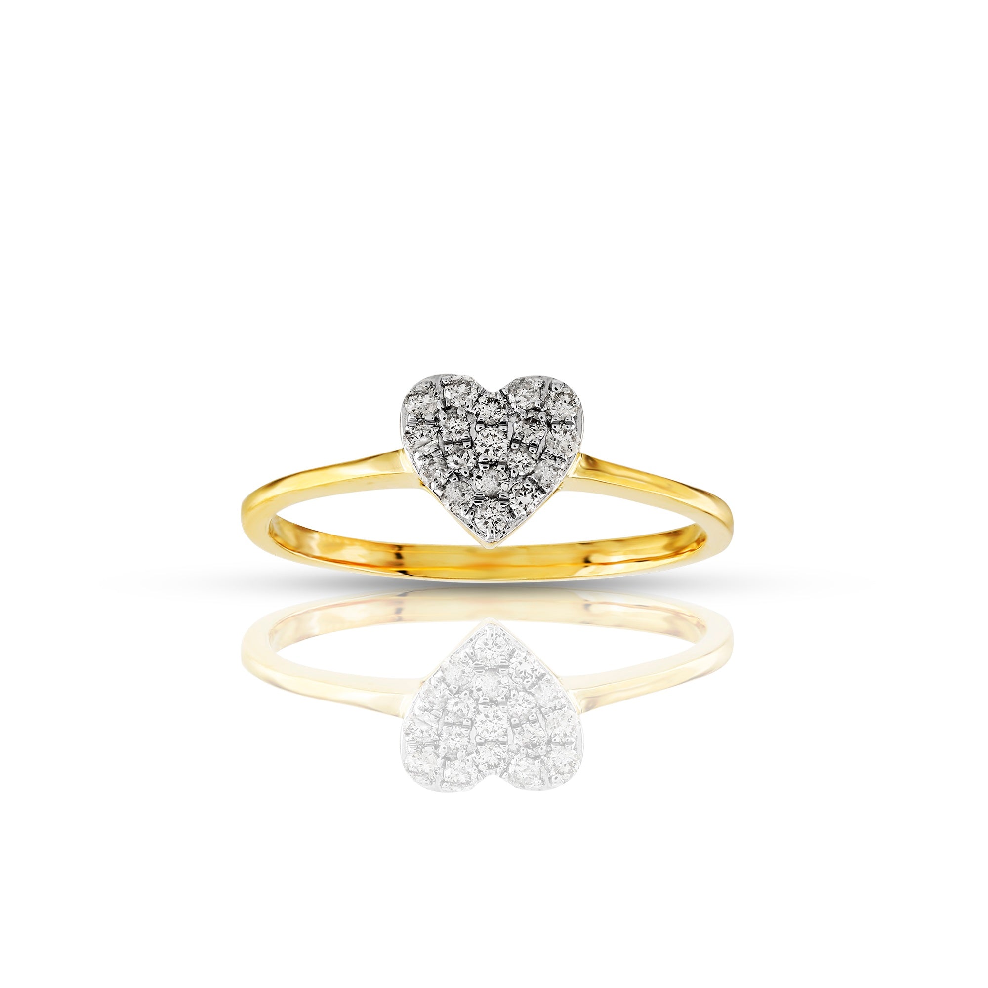 Yellow Gold Diamond Cluster Heart Ring