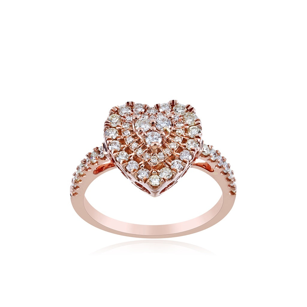 Rose Gold Round Diamond Heart Ring