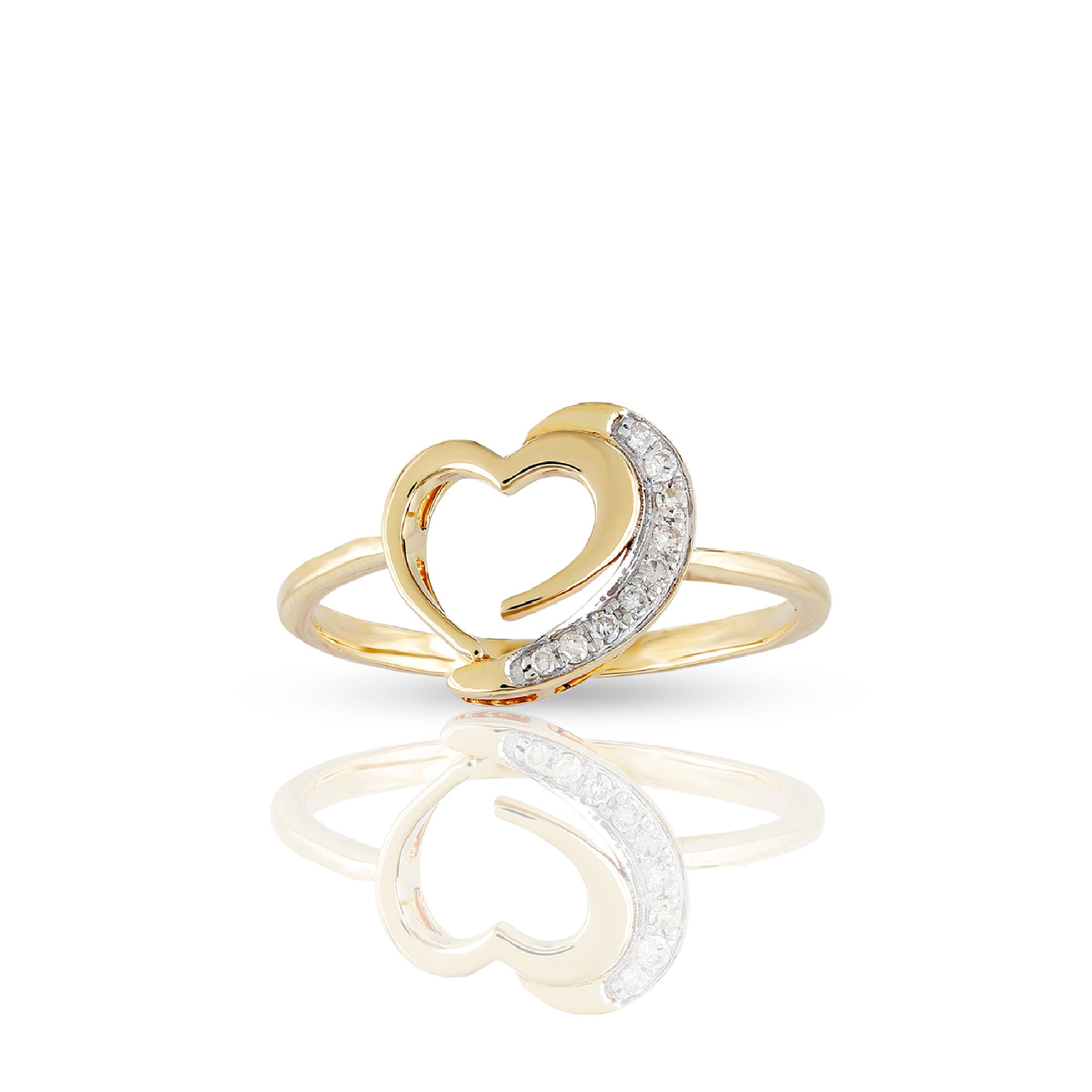 10kt Yellow Gold Womens Cubic-Zirconia Heart Ring – JDG Jewelers