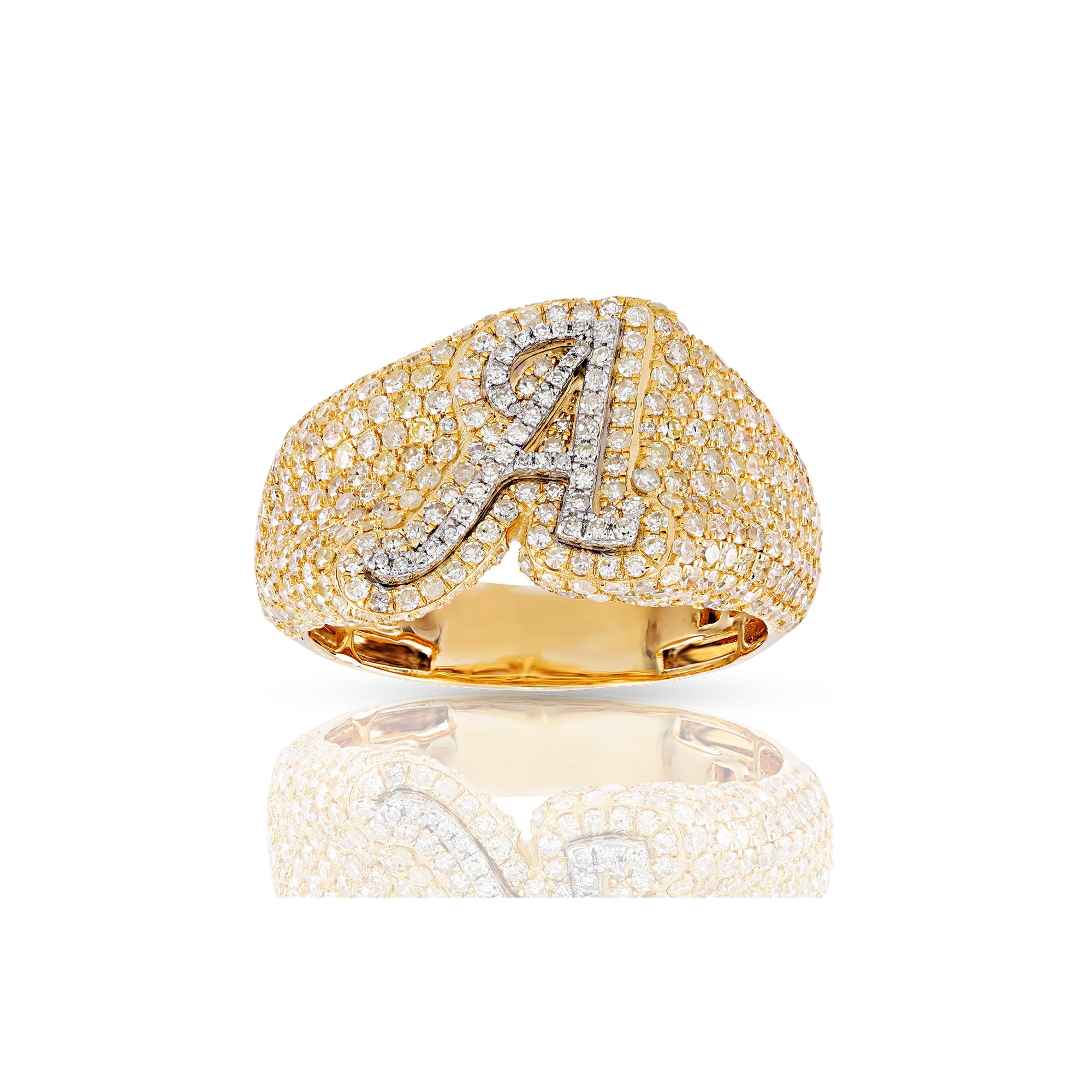 10K Yellow Gold  White Round Diamond Initial Letter Pendants