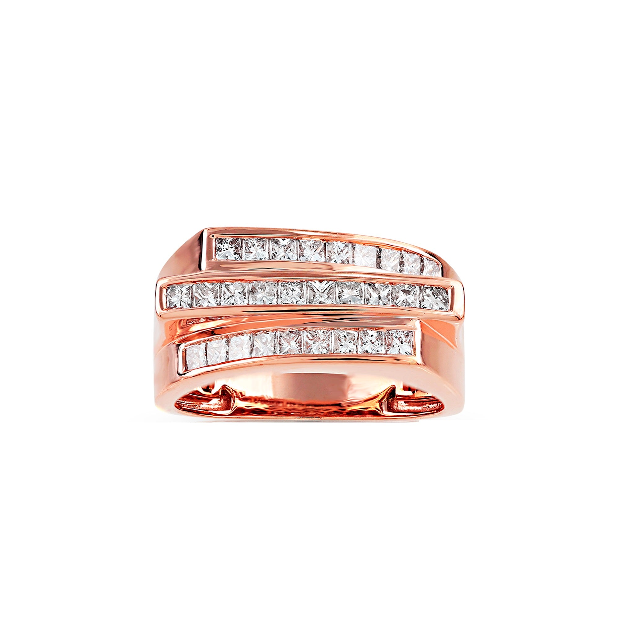 9mm Rose Gold Princess Cut Diamond Ring