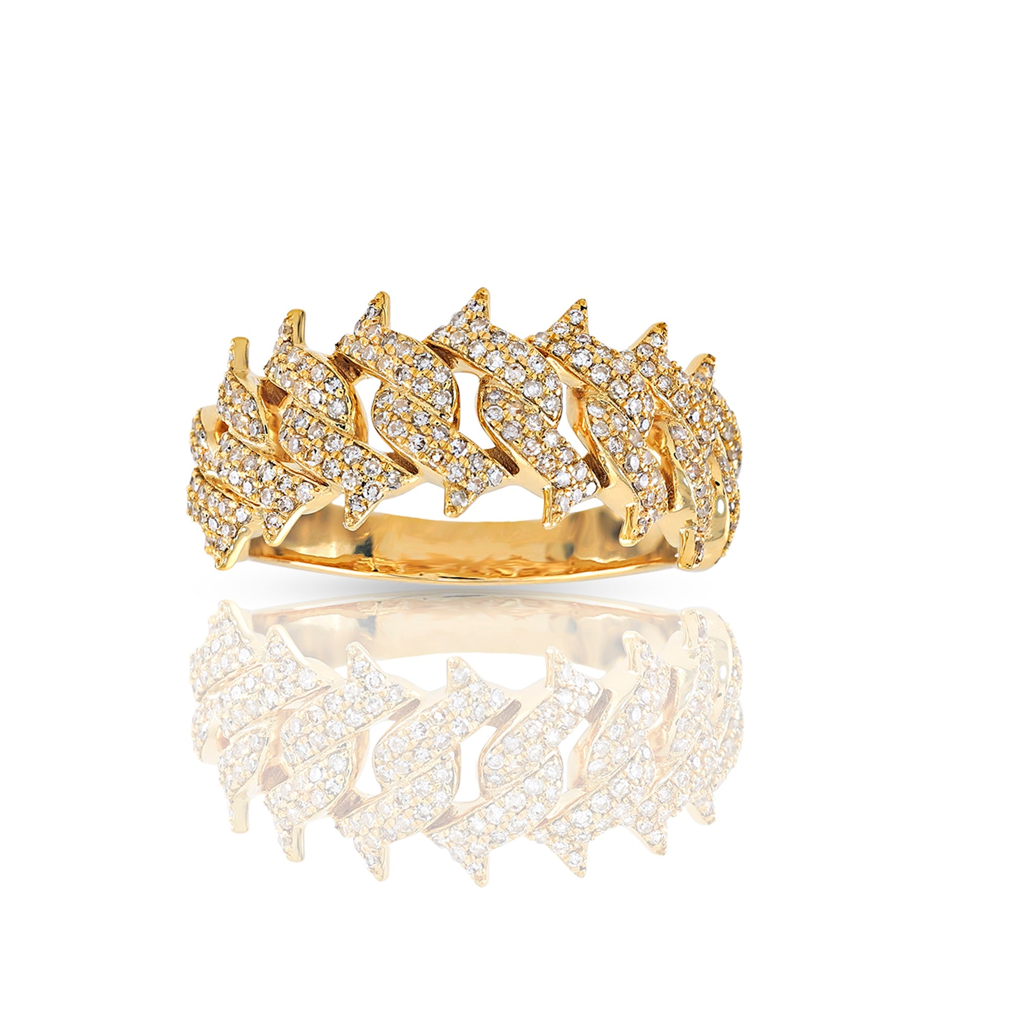 Yellow Gold Cuban Diamond Ring