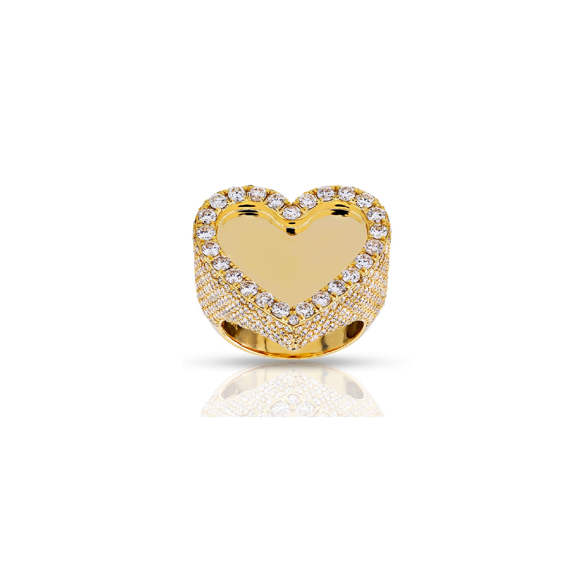 23.5mm Yellow Gold Round Diamond Heart Ring