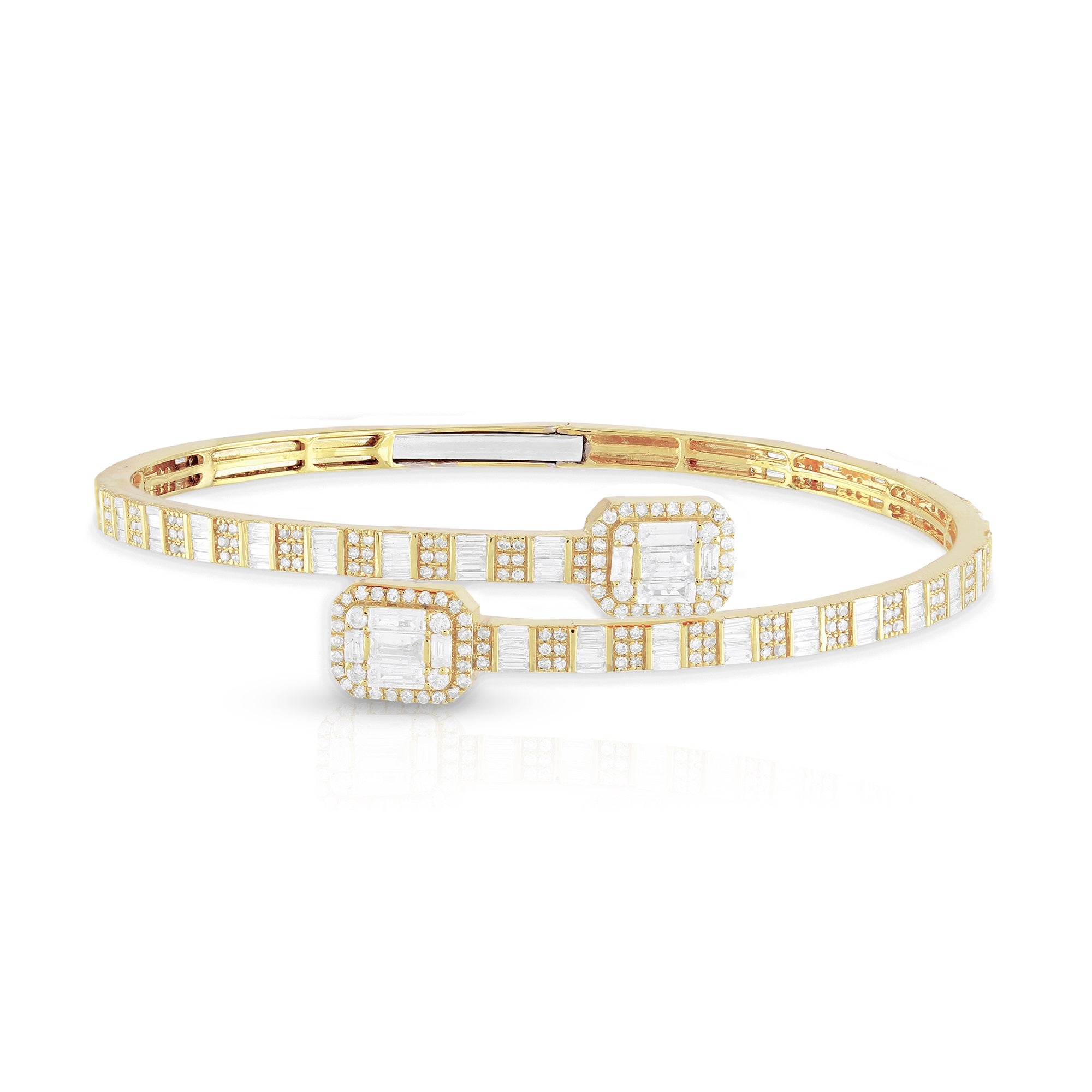 17.5mm Yellow Gold Baguette Diamond Bracelet
