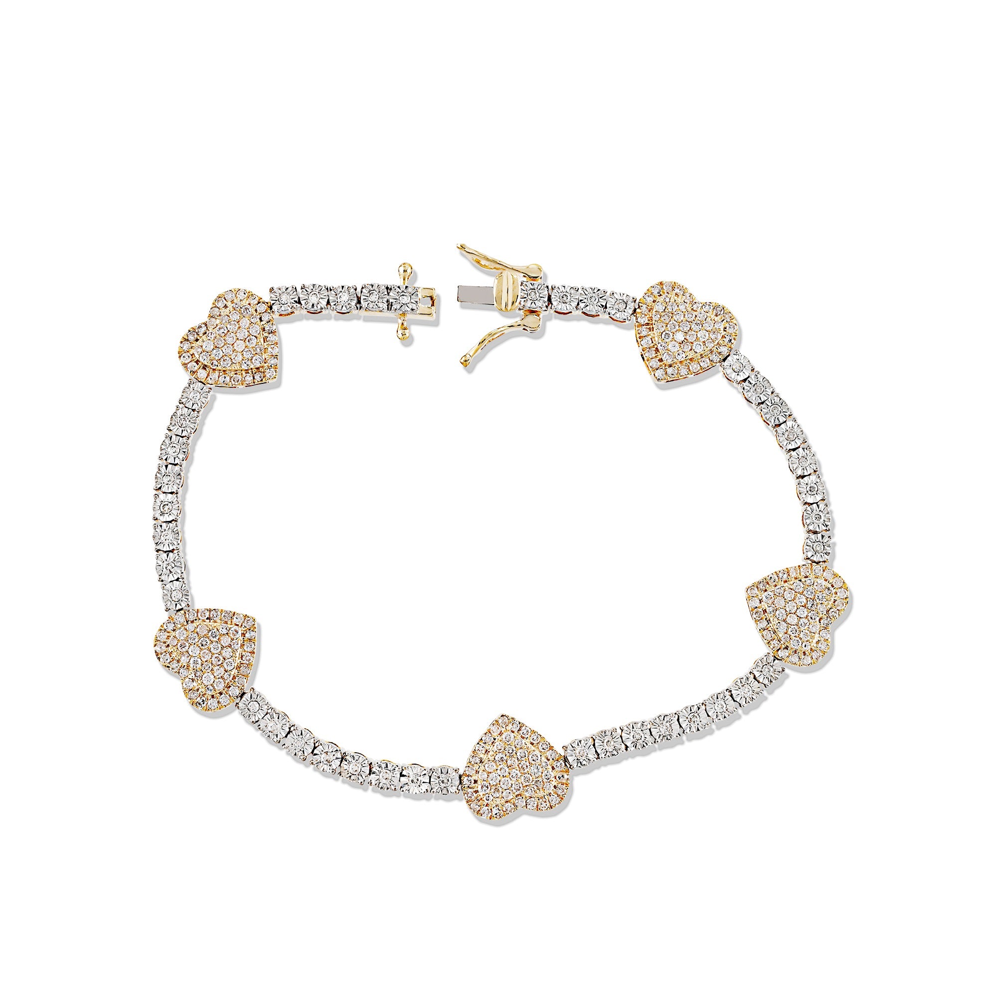 11mm Yellow Gold Diamond Heart Bracelet