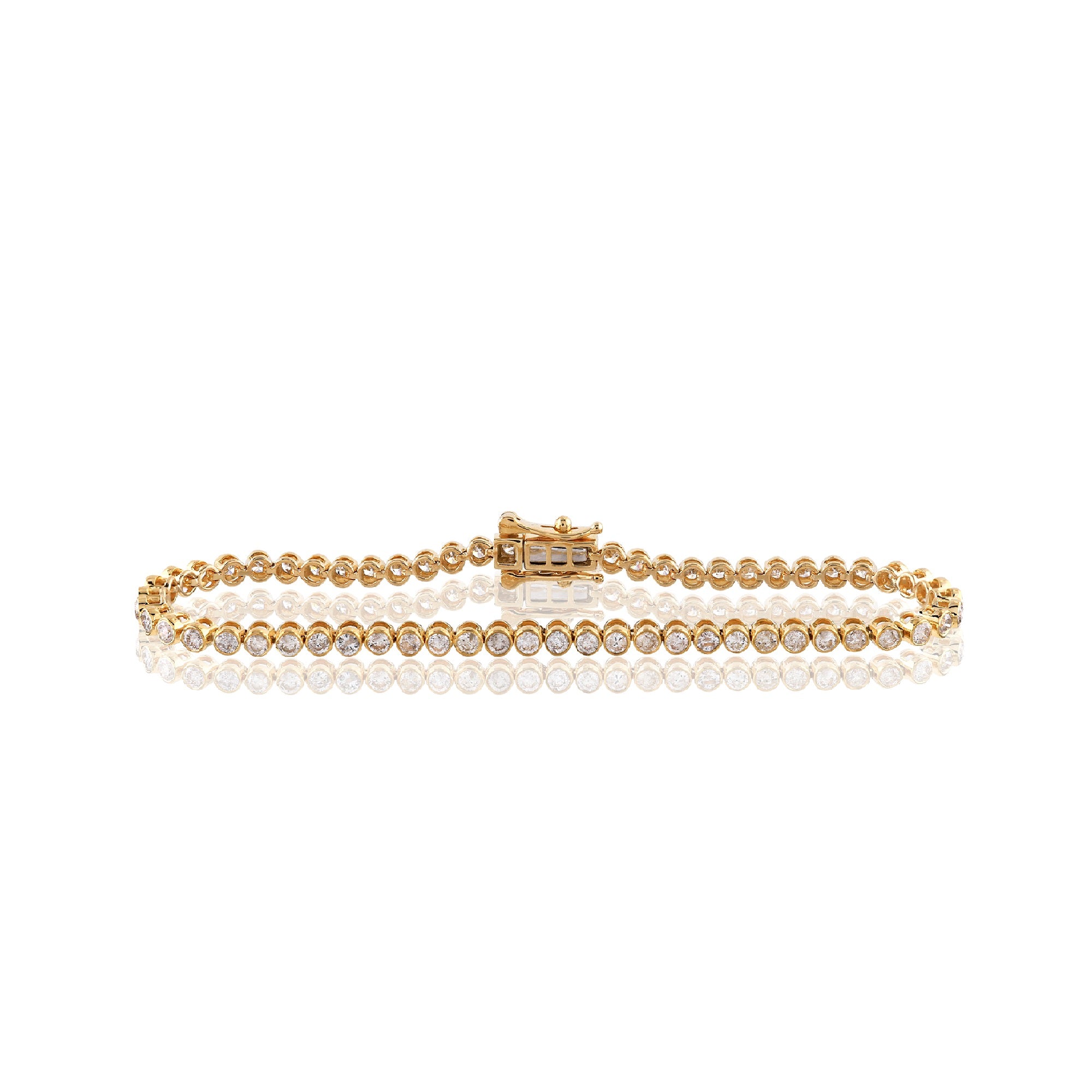 Yellow Gold Round Diamond Tennis Bracelet For Women's