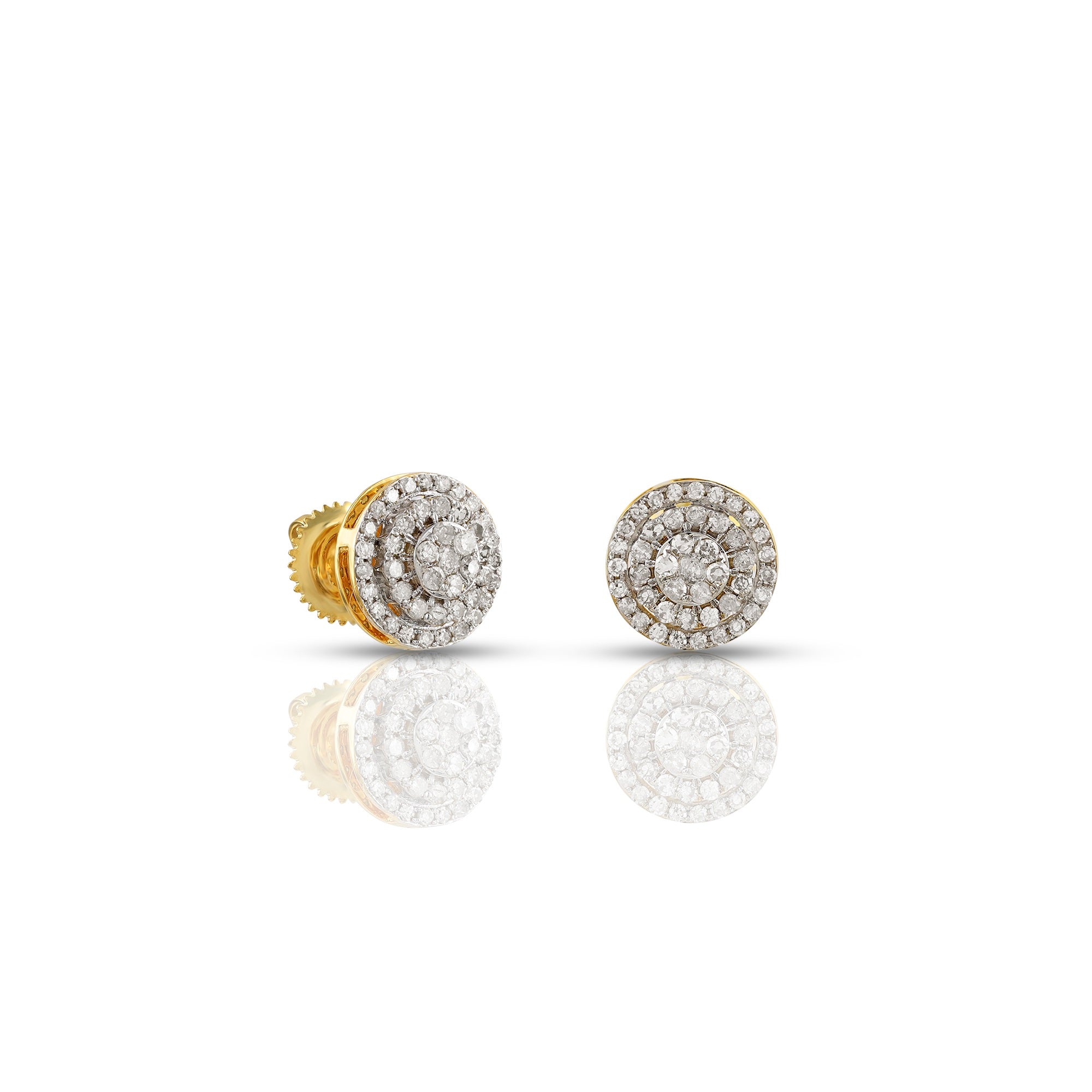 0.50Ct Diamond Cluster Yellow Gold Round Stud Earrings