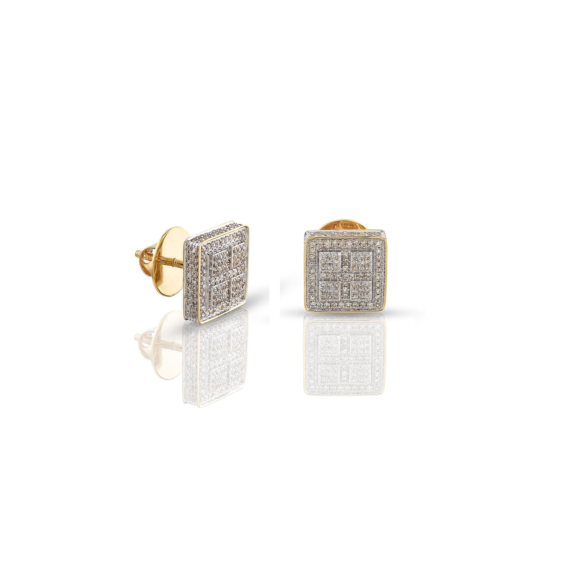 0.67ct Yellow Gold Square Earrings
