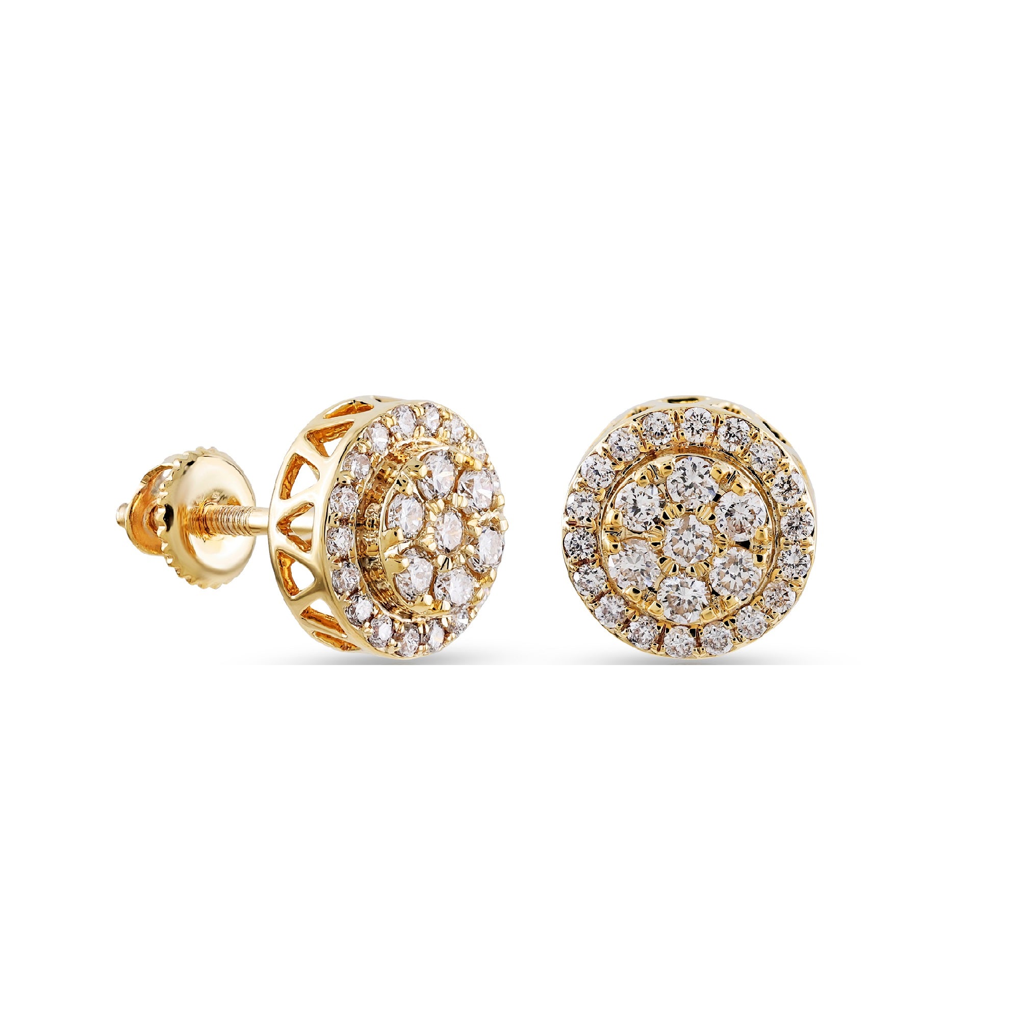 0.52Ct Diamond Yellow Gold Round Stud Earrings