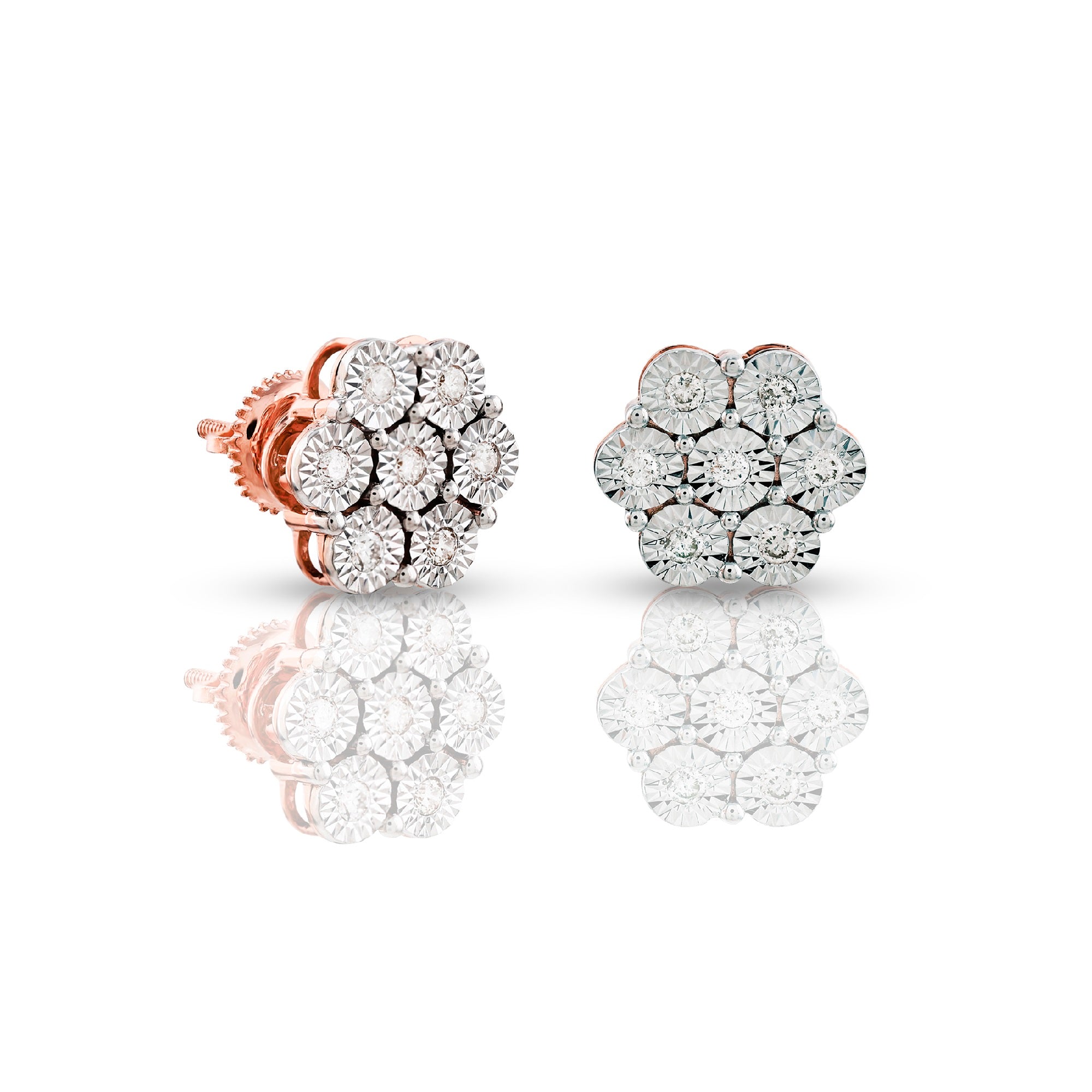 0.29ct Rose Gold Flower Earrings