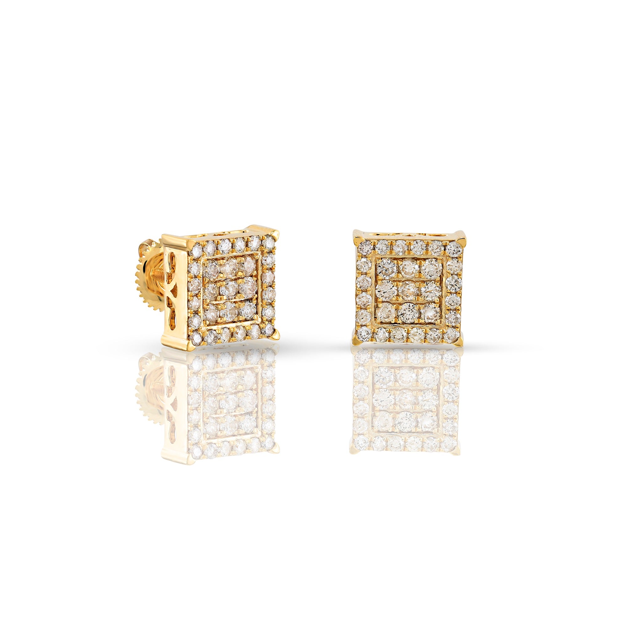 0.76ct Yellow Gold Square Earrings