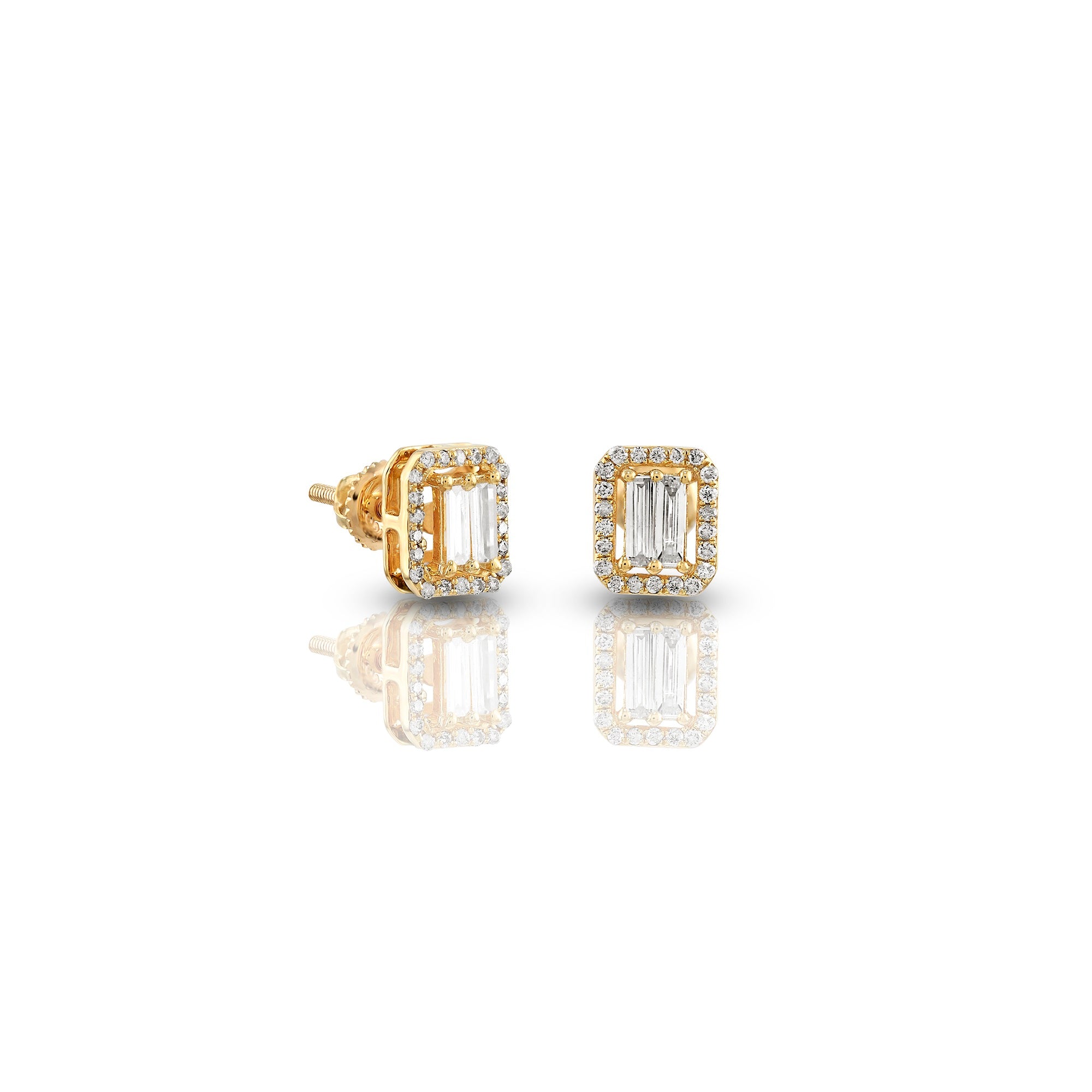 0.35ct Yellow Gold Baguette Diamond Earrings