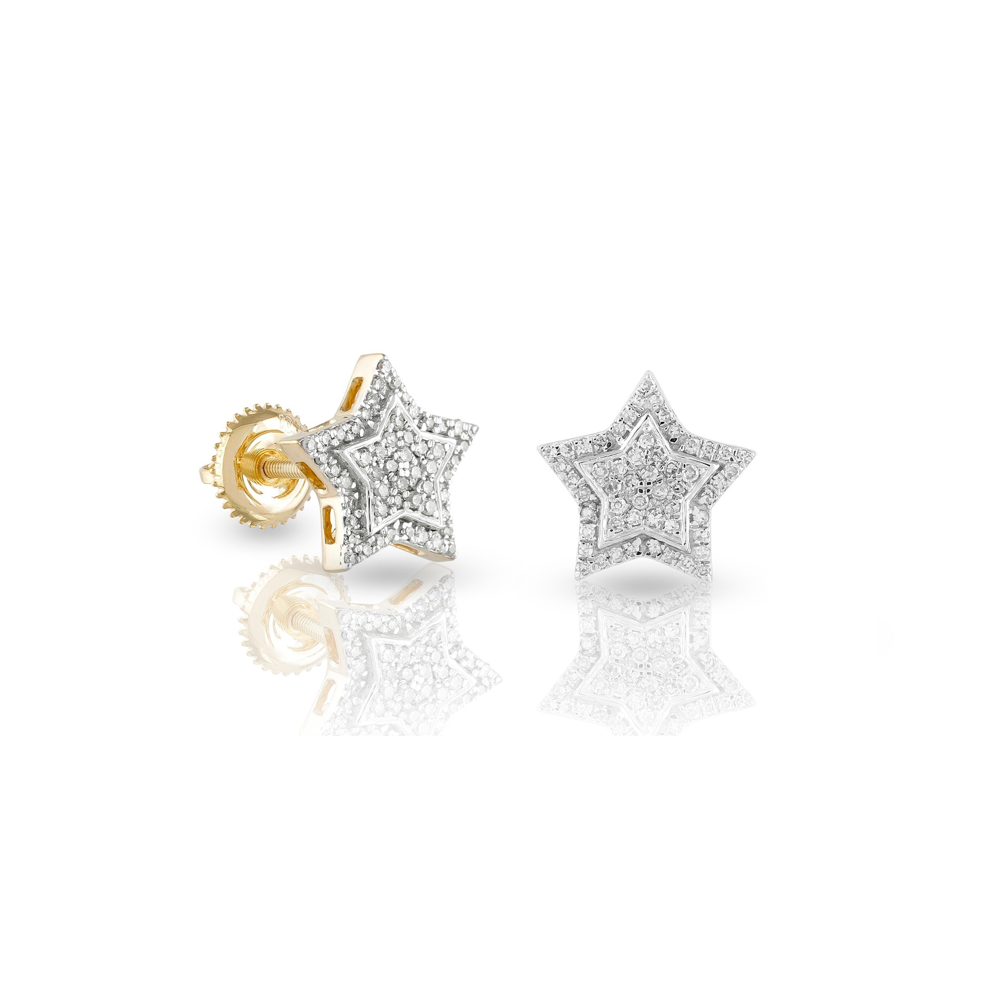 0.24ct Yellow Gold White Diamond Star Earrings