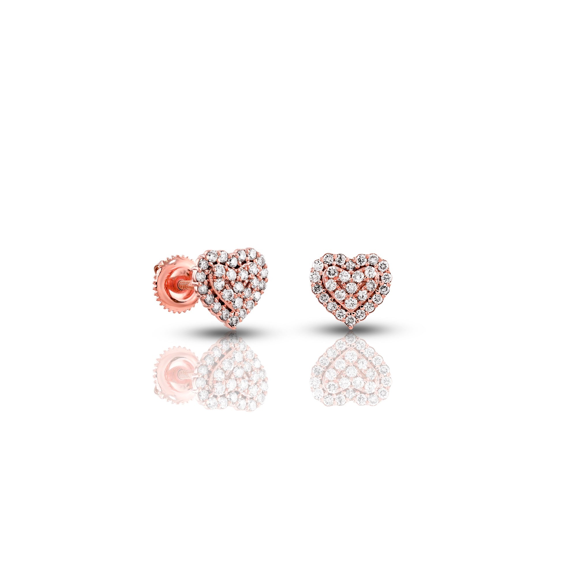 0.46ct Round diamond Rose Gold Heart Earrings